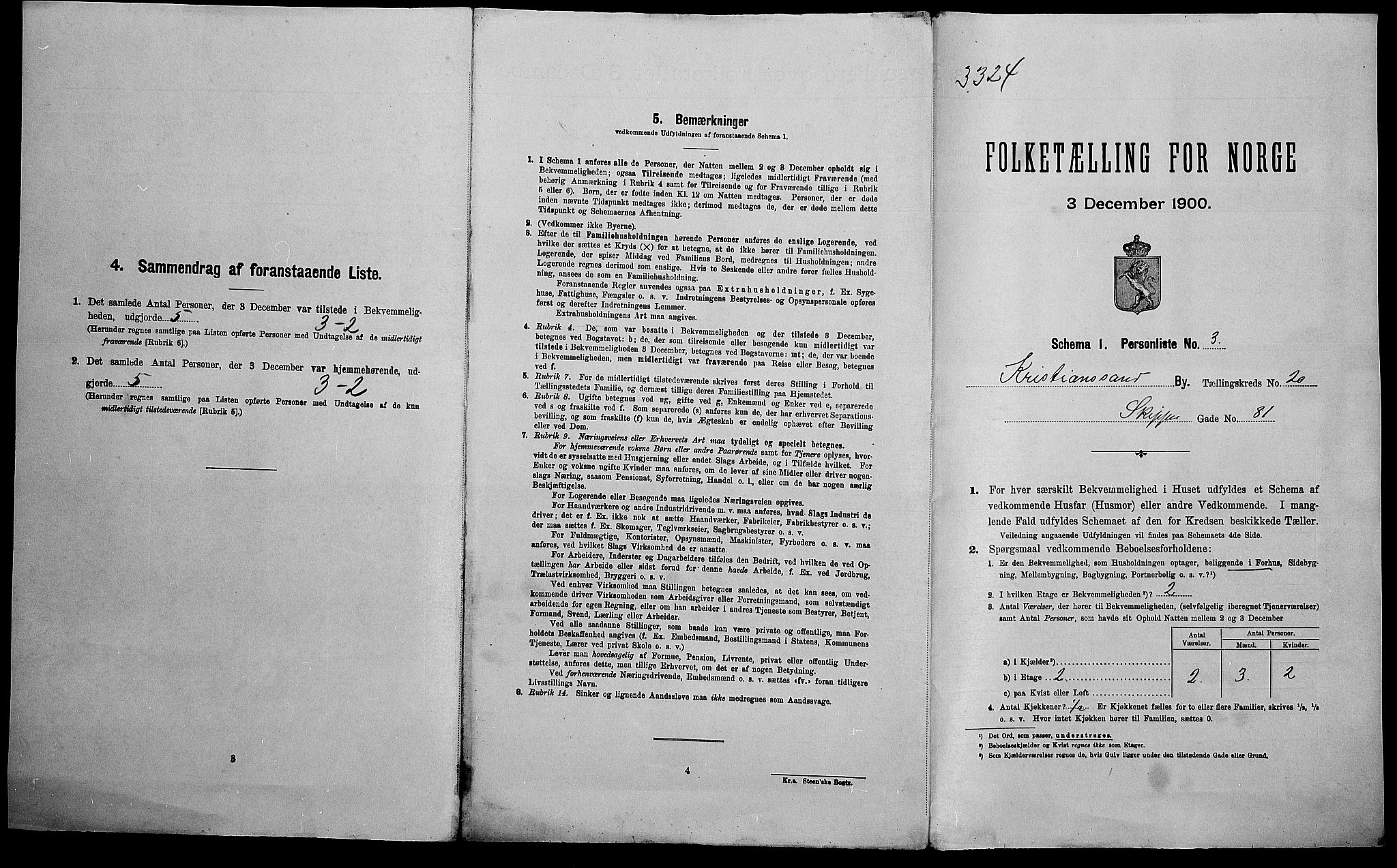 SAK, Folketelling 1900 for 1001 Kristiansand kjøpstad, 1900, s. 3057
