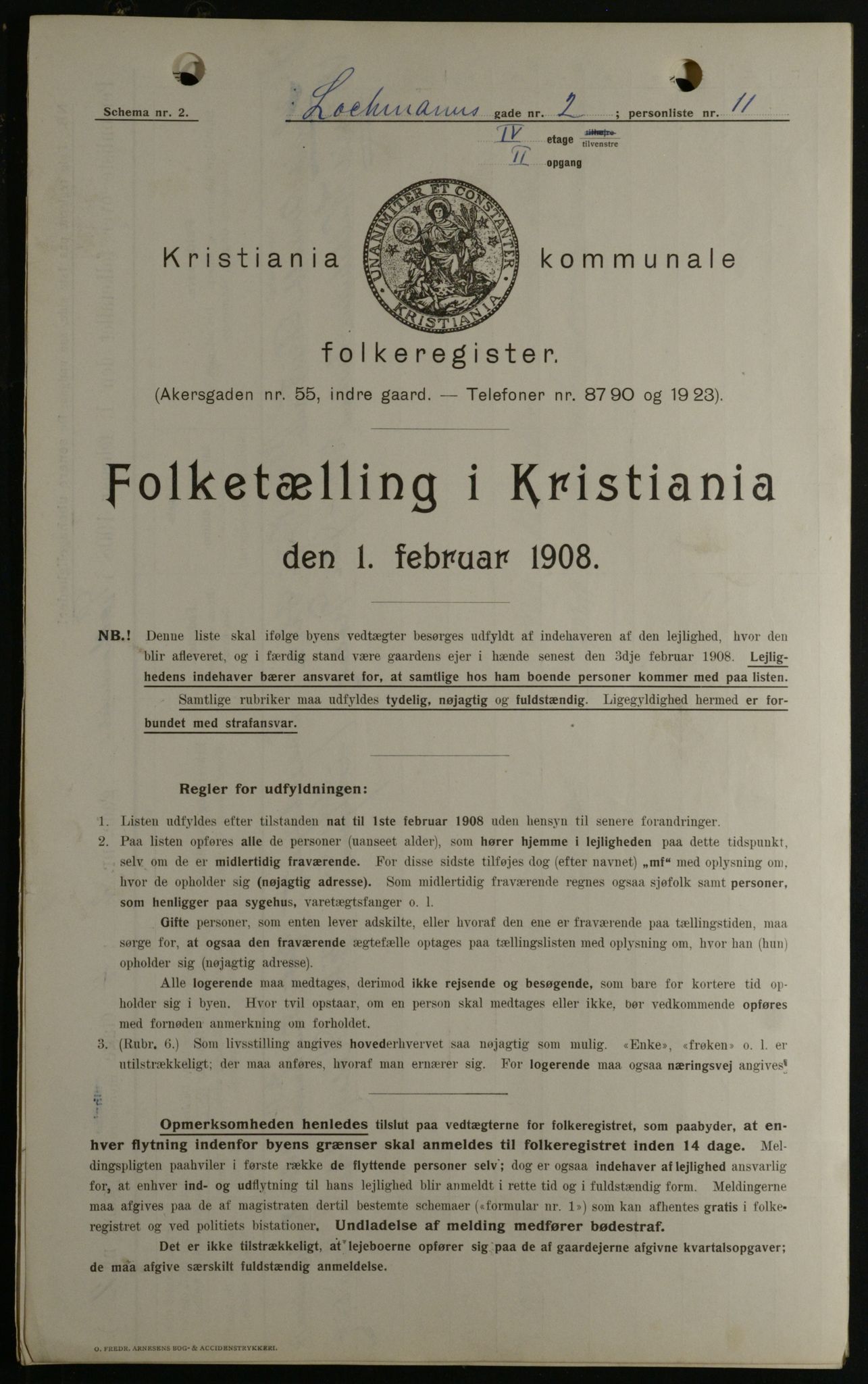 OBA, Kommunal folketelling 1.2.1908 for Kristiania kjøpstad, 1908, s. 73463