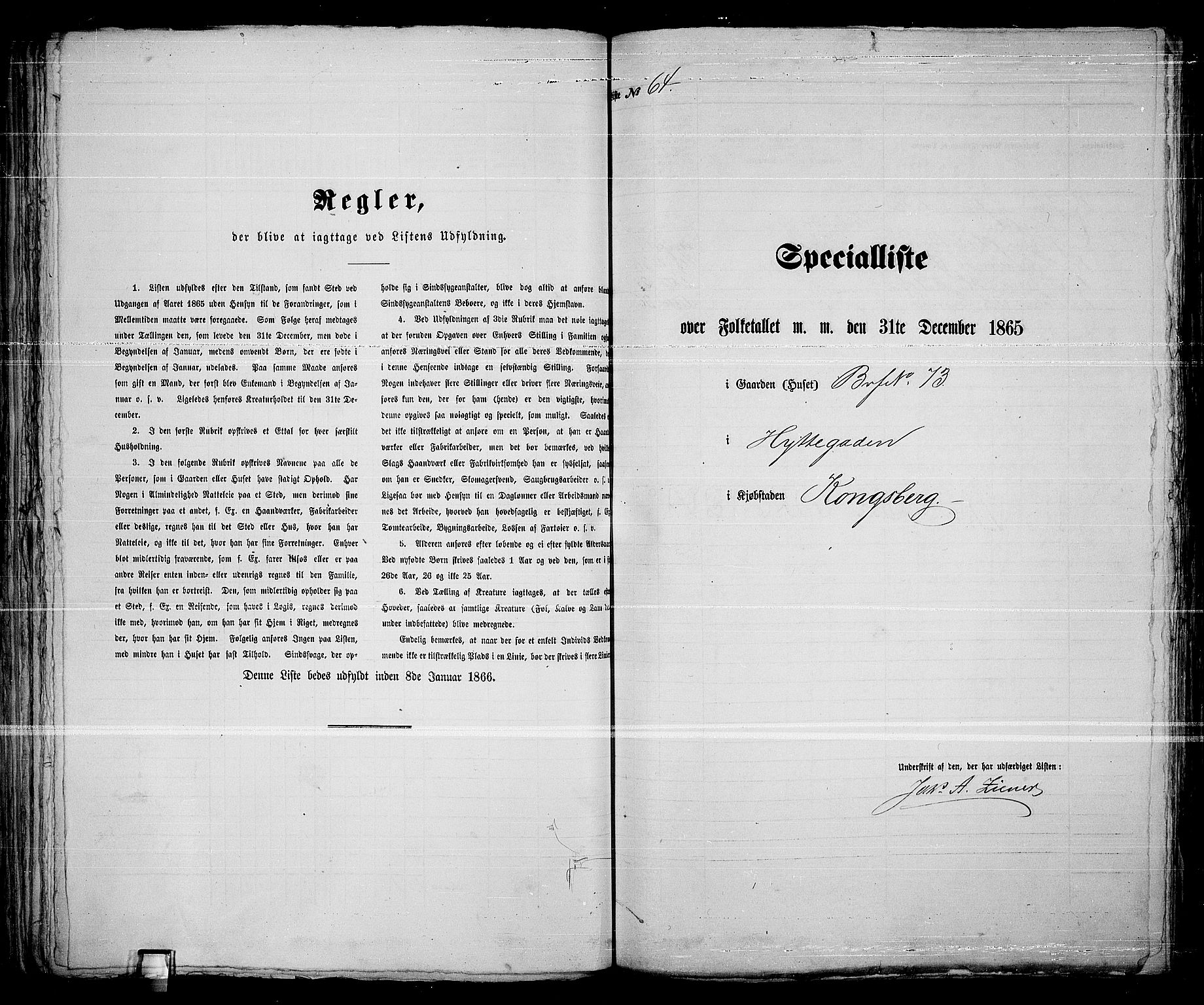 RA, Folketelling 1865 for 0604B Kongsberg prestegjeld, Kongsberg kjøpstad, 1865, s. 138