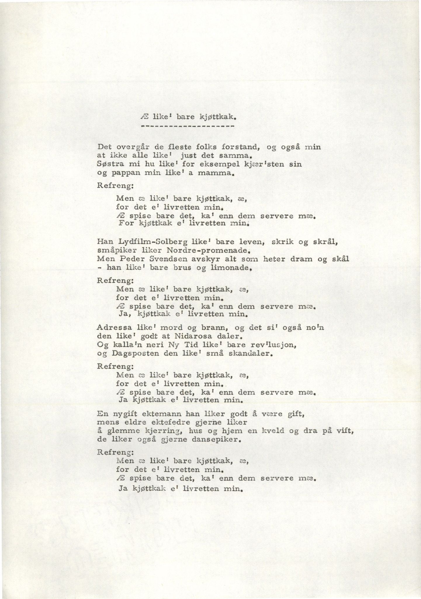 Otto Nielsen, TRKO/PA-1176/F/L0016/0289: Noter / Æ like bare kjøttkak_tekst, 1930