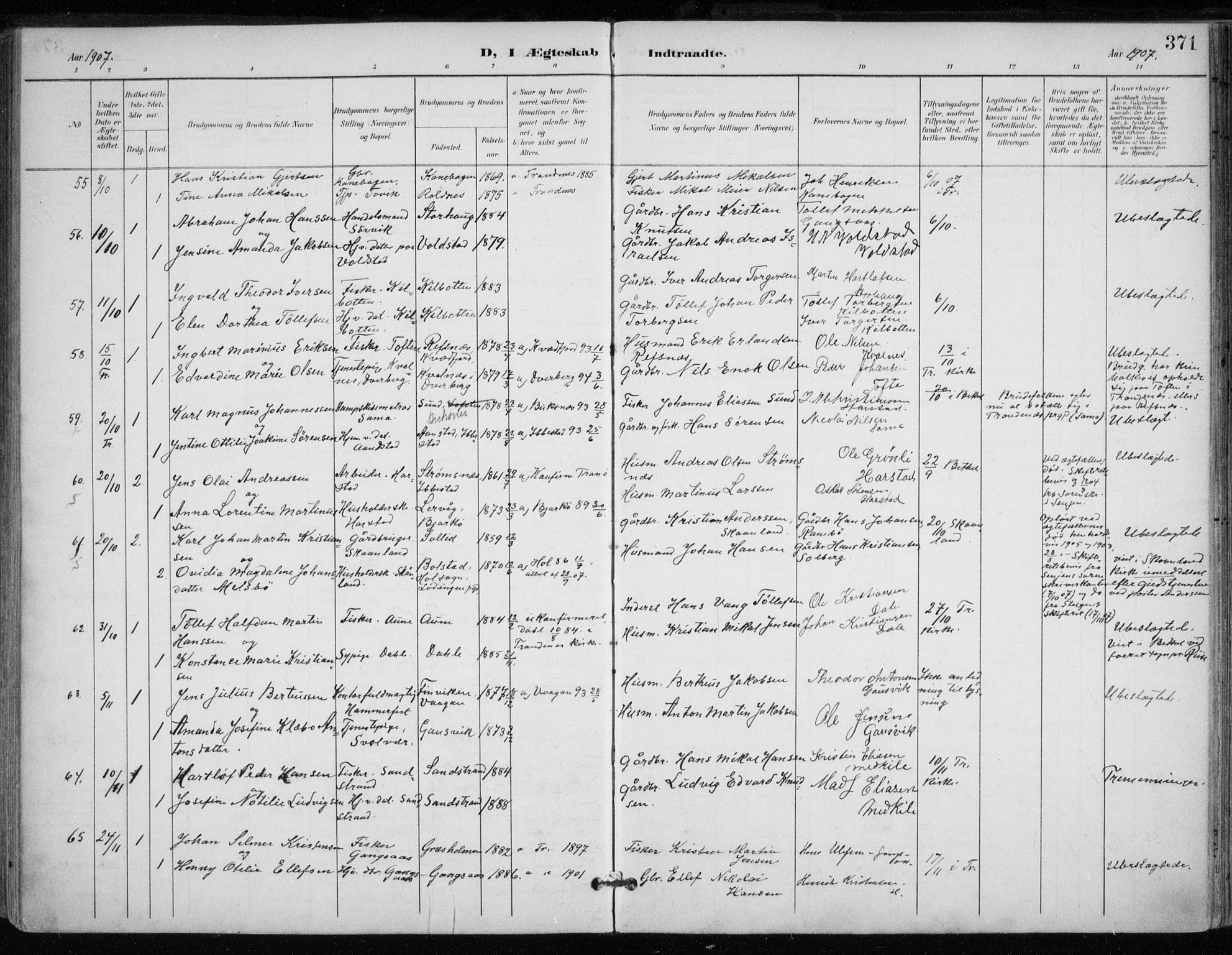 Trondenes sokneprestkontor, AV/SATØ-S-1319/H/Ha/L0017kirke: Ministerialbok nr. 17, 1899-1908, s. 371