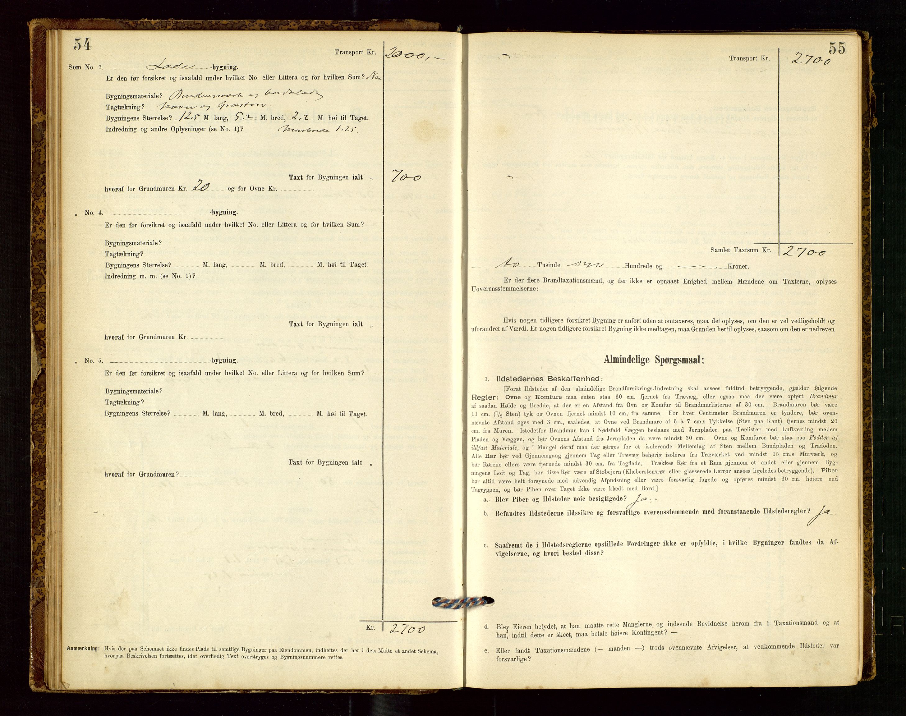 Lund lensmannskontor, SAST/A-100303/Gob/L0001: "Brandtakstprotokol", 1894-1907, s. 54-55