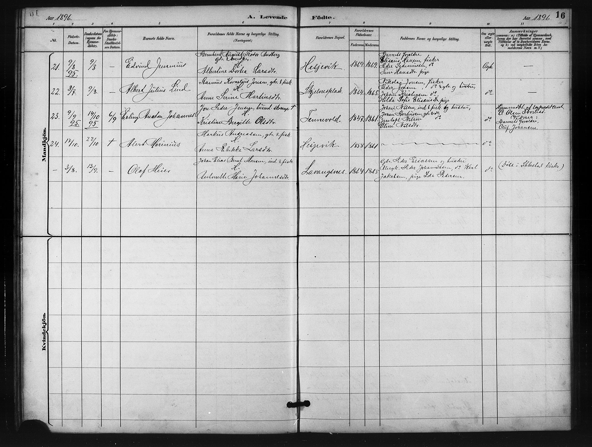 Salangen sokneprestembete, AV/SATØ-S-1324/H/Hb/L0001klokker: Klokkerbok nr. 1, 1893-1910, s. 16