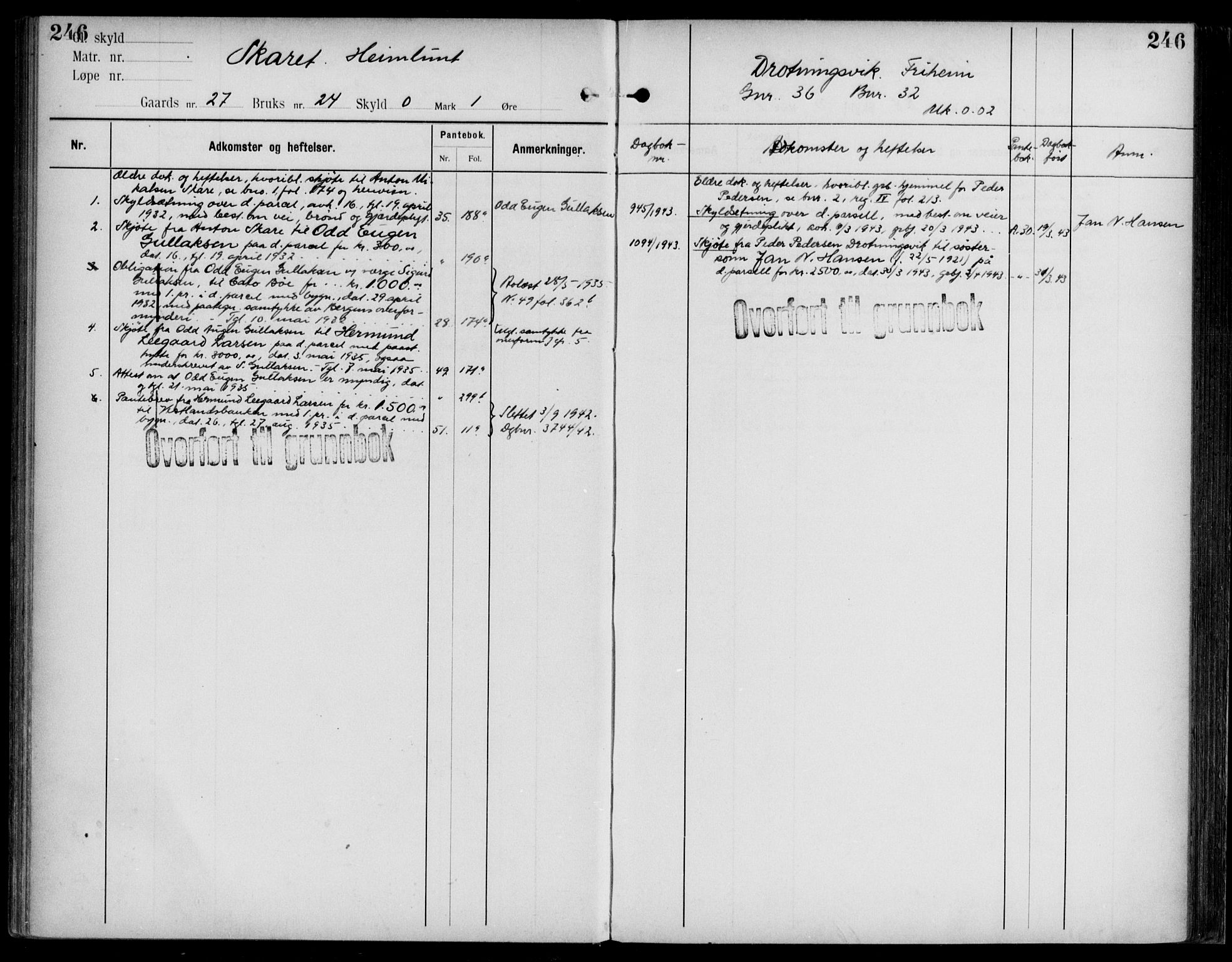 Midhordland sorenskriveri, AV/SAB-A-3001/1/G/Ga/Gab/L0109: Panteregister nr. II.A.b.109, s. 246