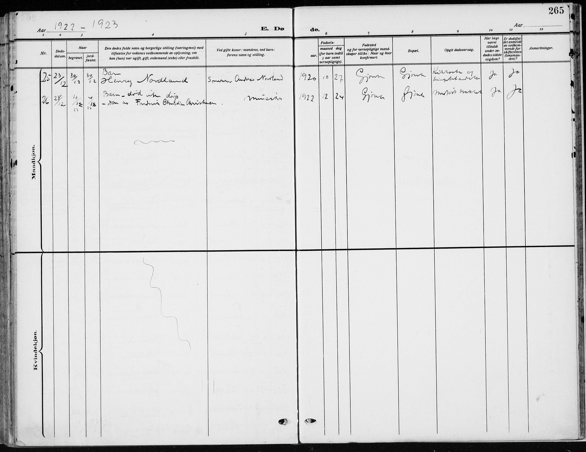 Vardal prestekontor, AV/SAH-PREST-100/H/Ha/Haa/L0014: Ministerialbok nr. 14, 1912-1922, s. 265