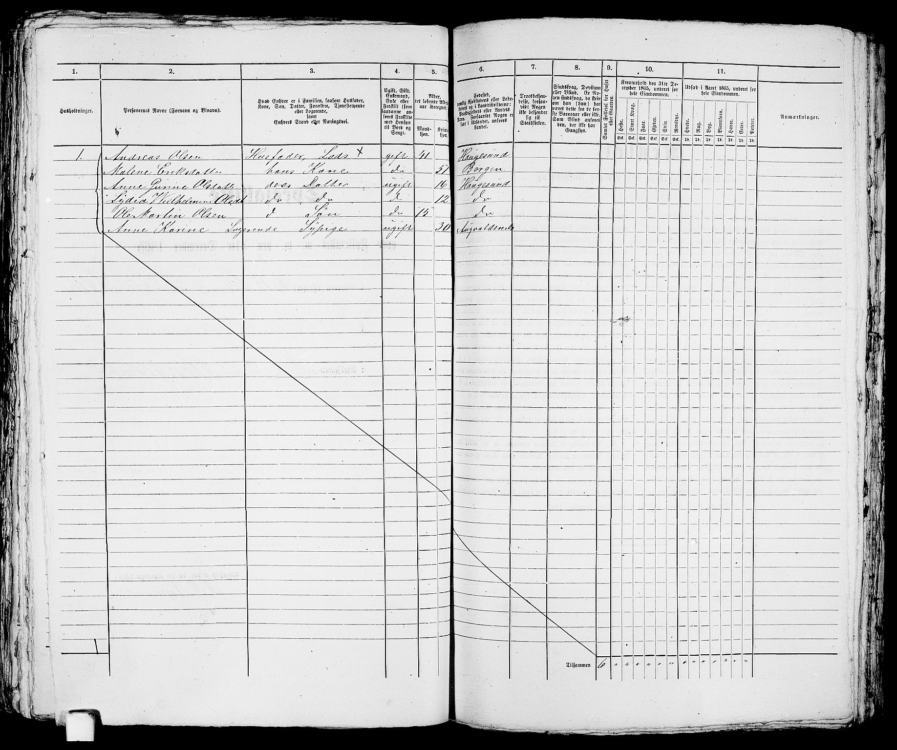 RA, Folketelling 1865 for 1106B Torvastad prestegjeld, Haugesund ladested, 1865, s. 415