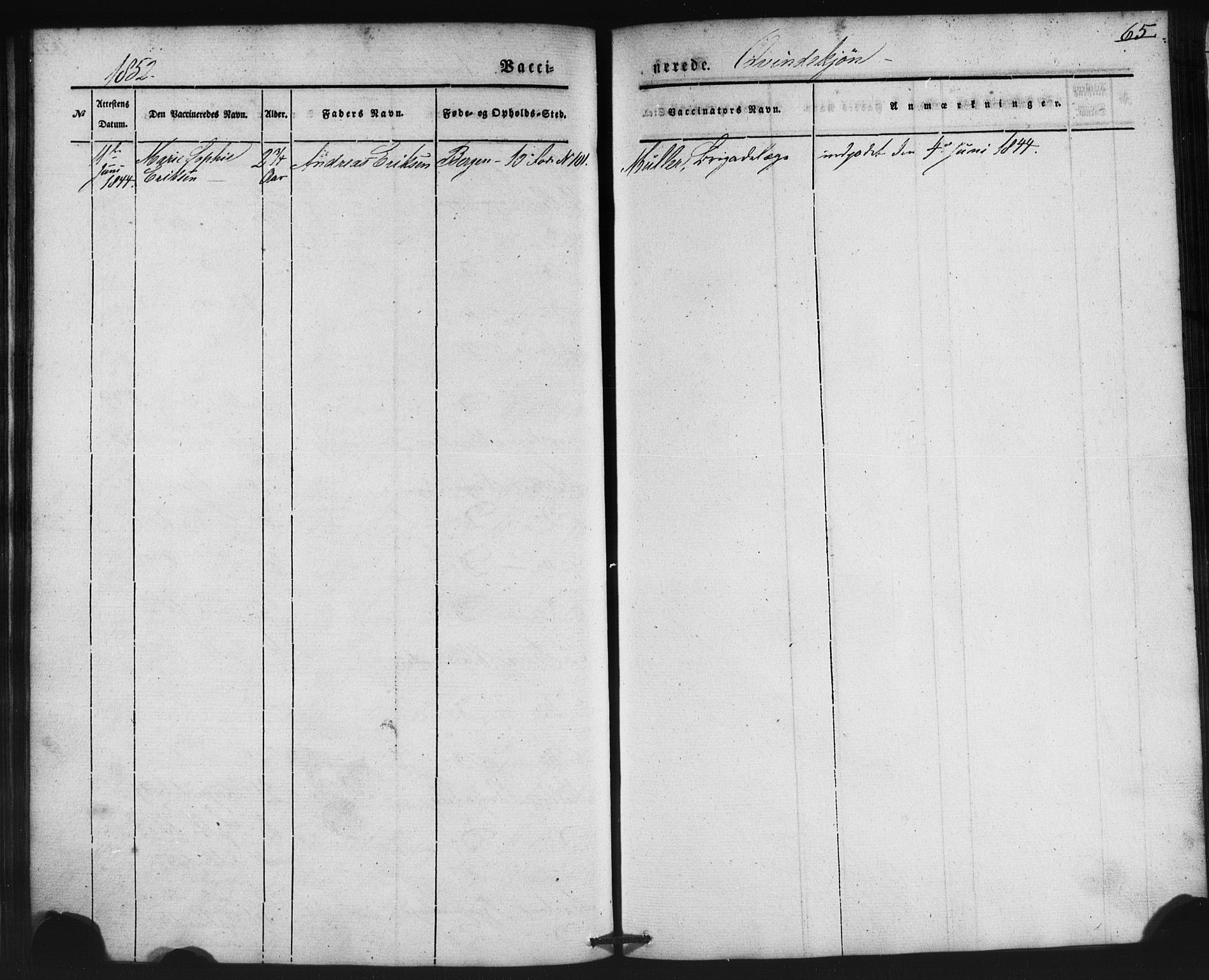 Domkirken sokneprestembete, SAB/A-74801/H/Haa/L0046: Ministerialbok nr. F 1, 1841-1852, s. 65