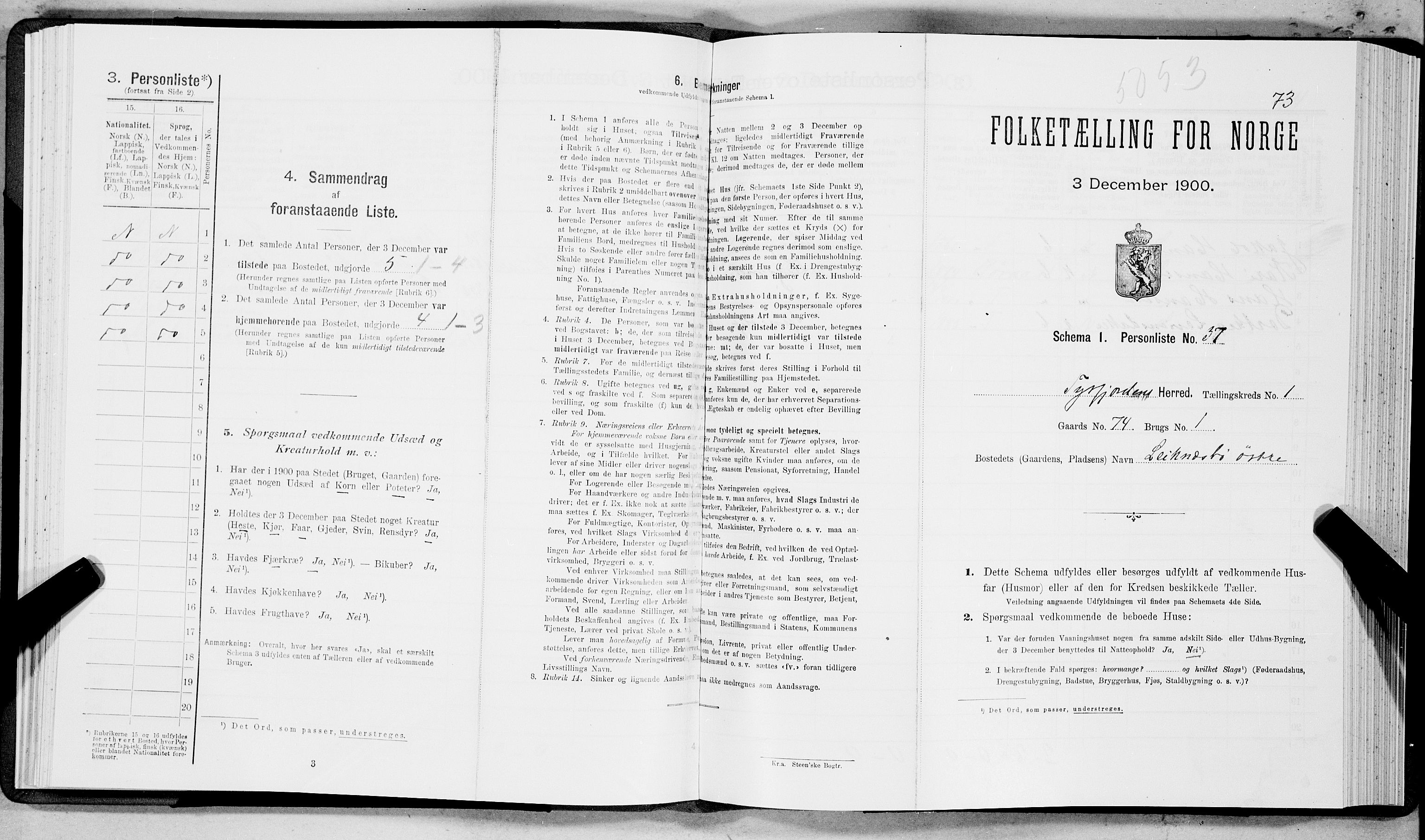 SAT, Folketelling 1900 for 1850 Tysfjord herred, 1900, s. 86