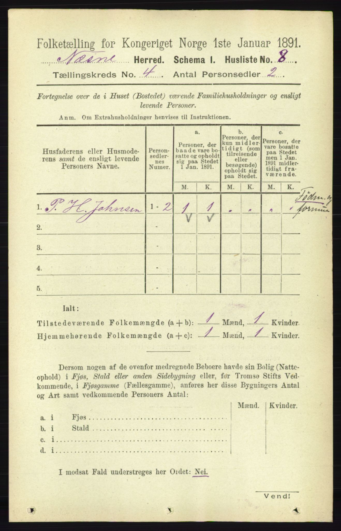 RA, Folketelling 1891 for 1828 Nesna herred, 1891, s. 2094