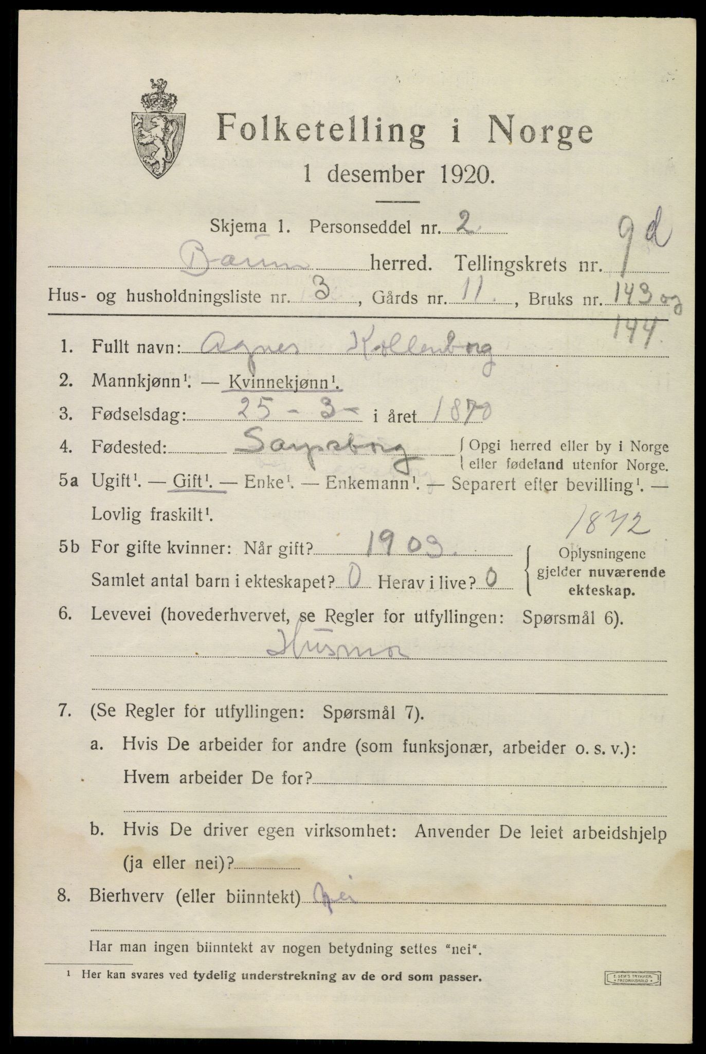 SAO, Folketelling 1920 for 0219 Bærum herred, 1920, s. 22878