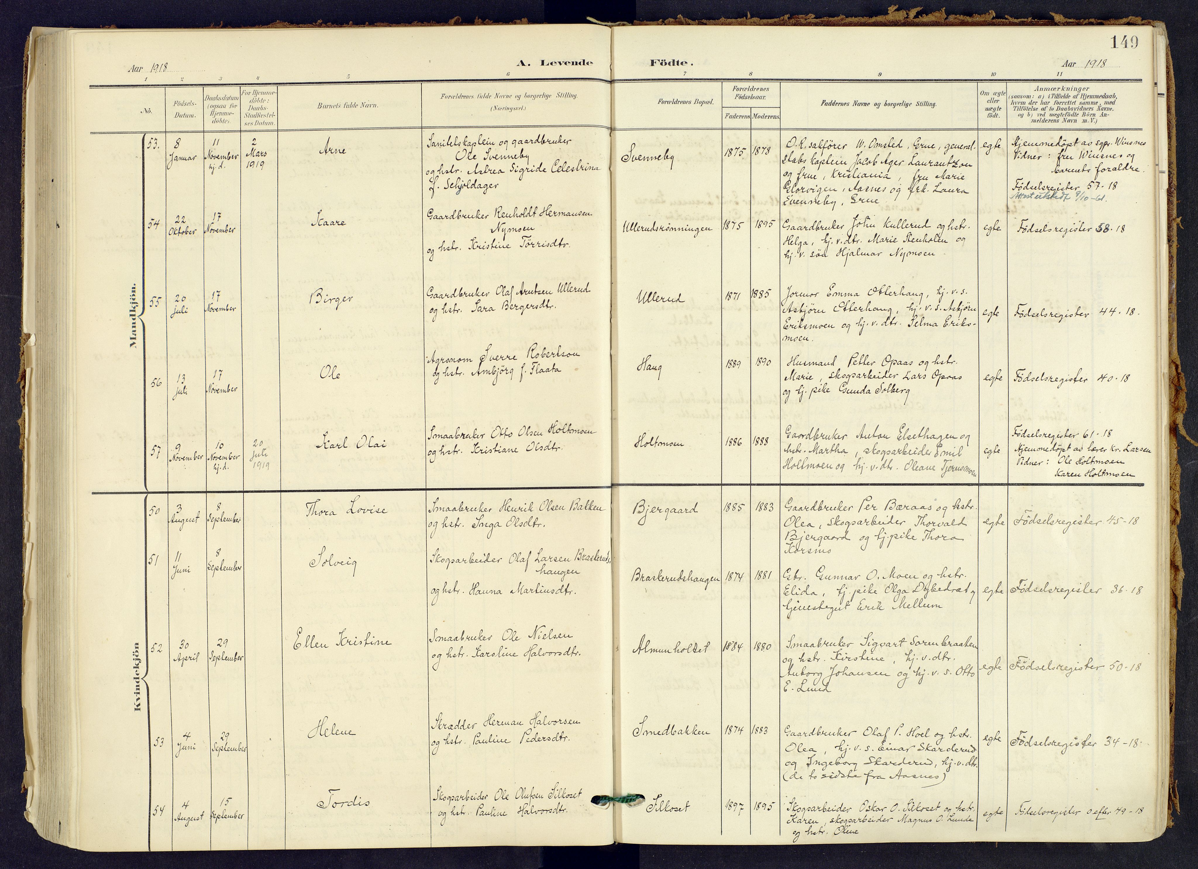 Våler prestekontor, Hedmark, AV/SAH-PREST-040/H/Ha/Haa/L0008: Ministerialbok nr. 8, 1905-1921, s. 149