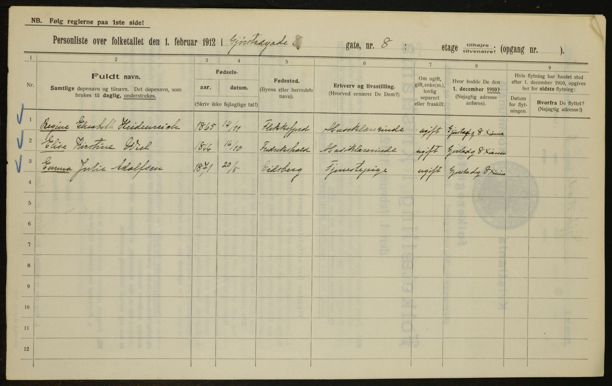 OBA, Kommunal folketelling 1.2.1912 for Kristiania, 1912, s. 29166