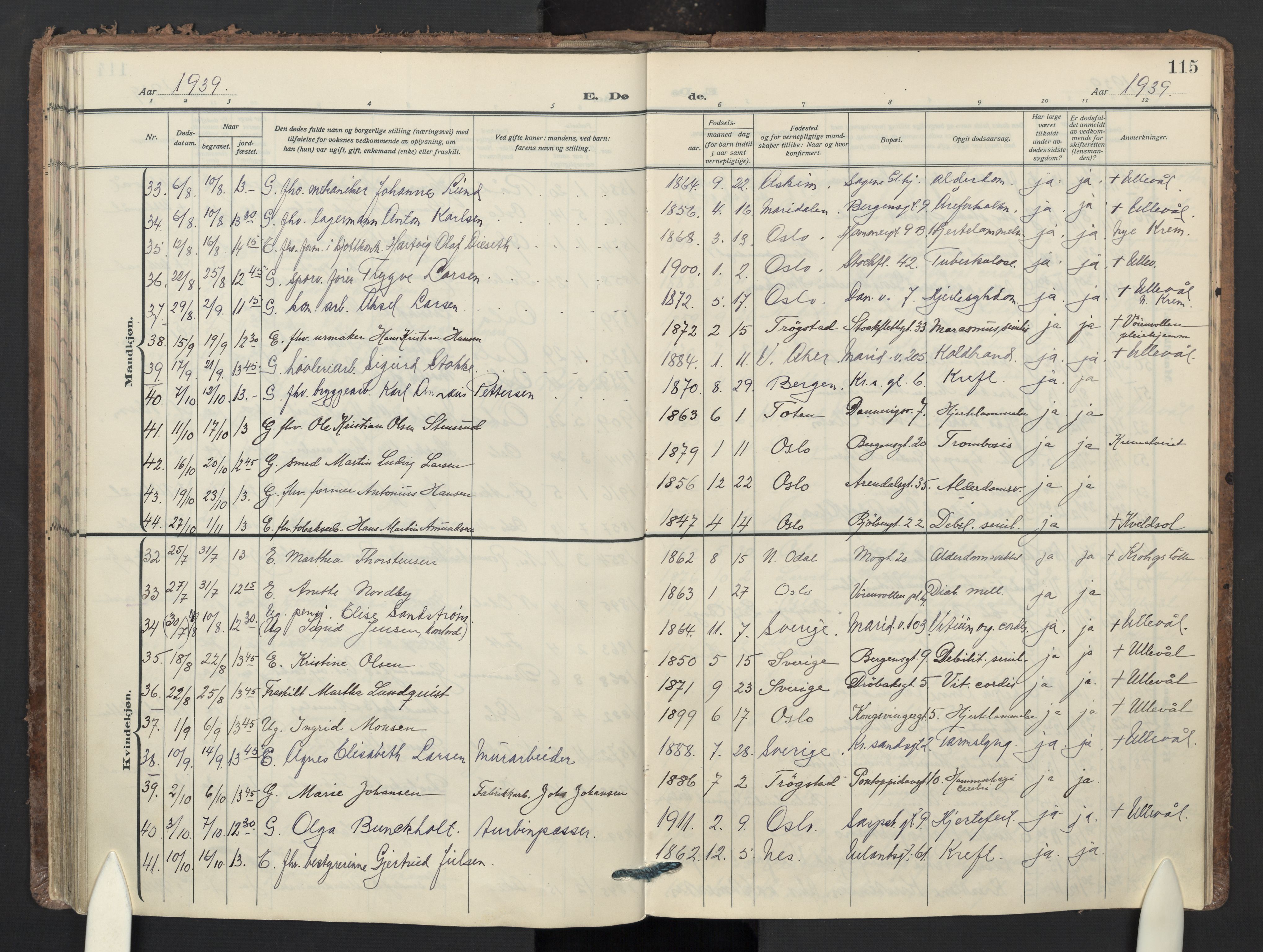 Sagene prestekontor Kirkebøker, AV/SAO-A-10796/F/L0017: Ministerialbok nr. 17, 1928-1940, s. 115