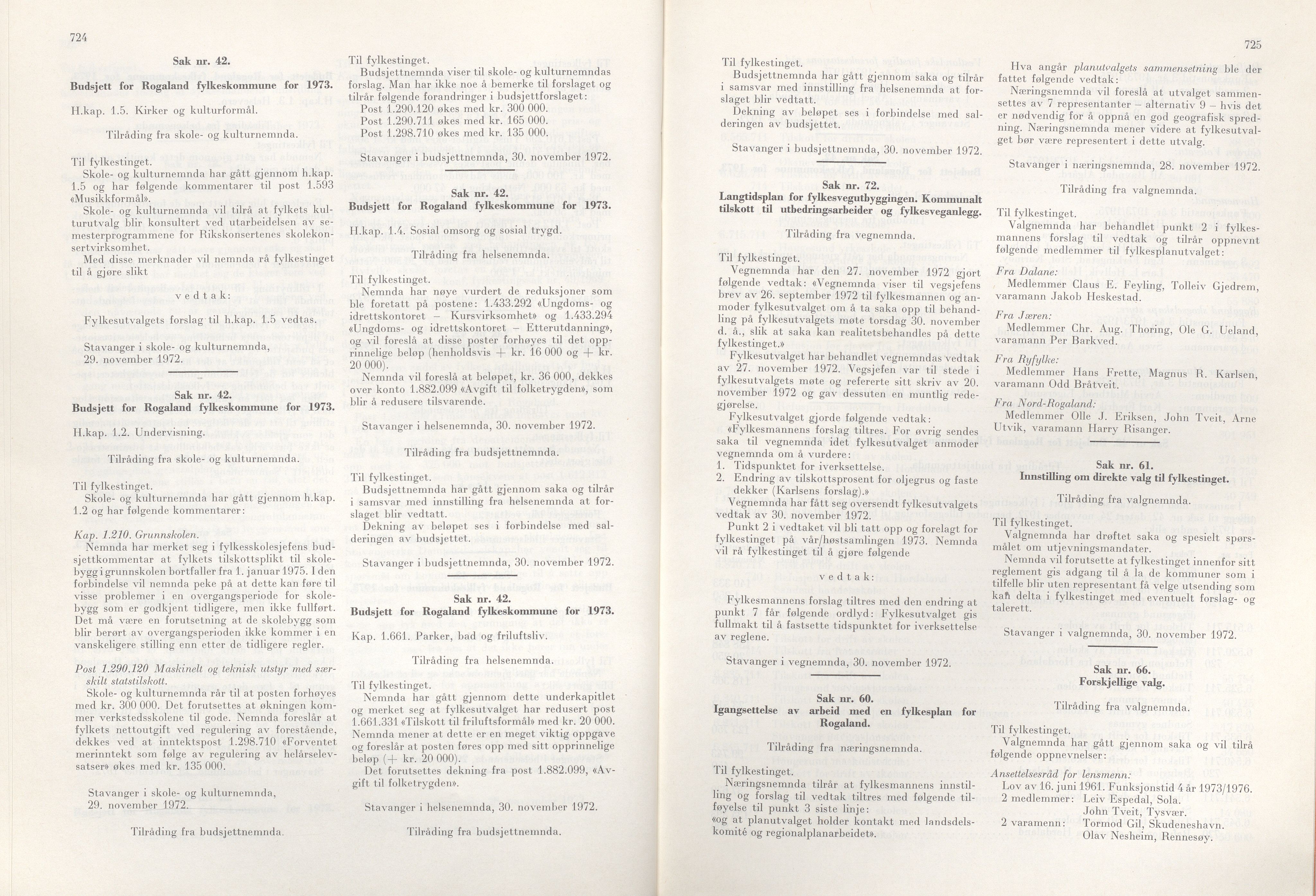 Rogaland fylkeskommune - Fylkesrådmannen , IKAR/A-900/A/Aa/Aaa/L0092: Møtebok , 1972, s. 724-725