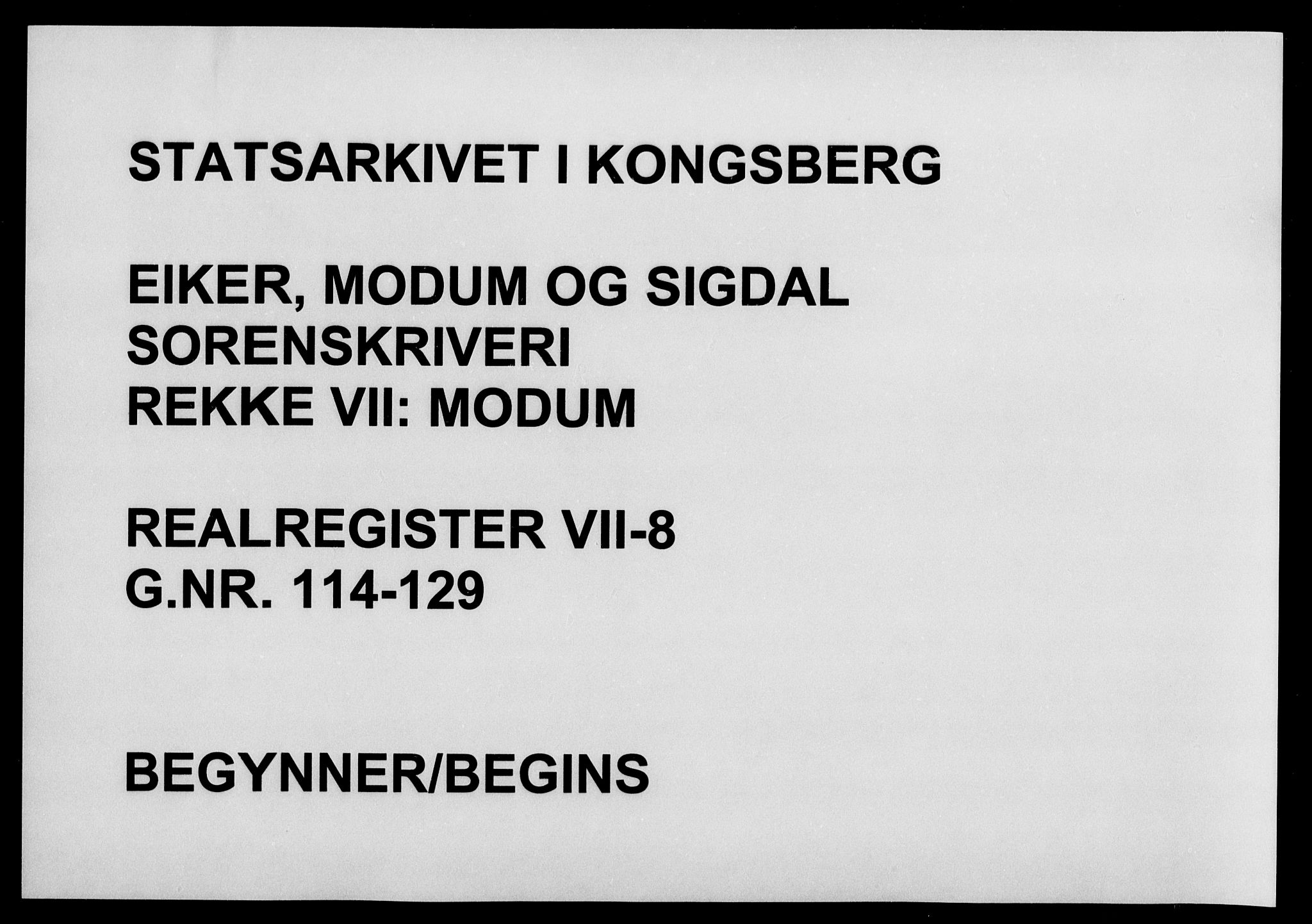 Eiker, Modum og Sigdal sorenskriveri, SAKO/A-123/G/Gb/Gbg/L0008: Panteregister nr. VII 8