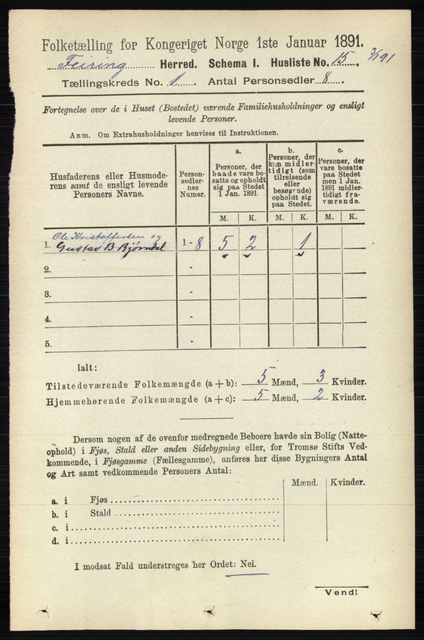 RA, Folketelling 1891 for 0240 Feiring herred, 1891, s. 25