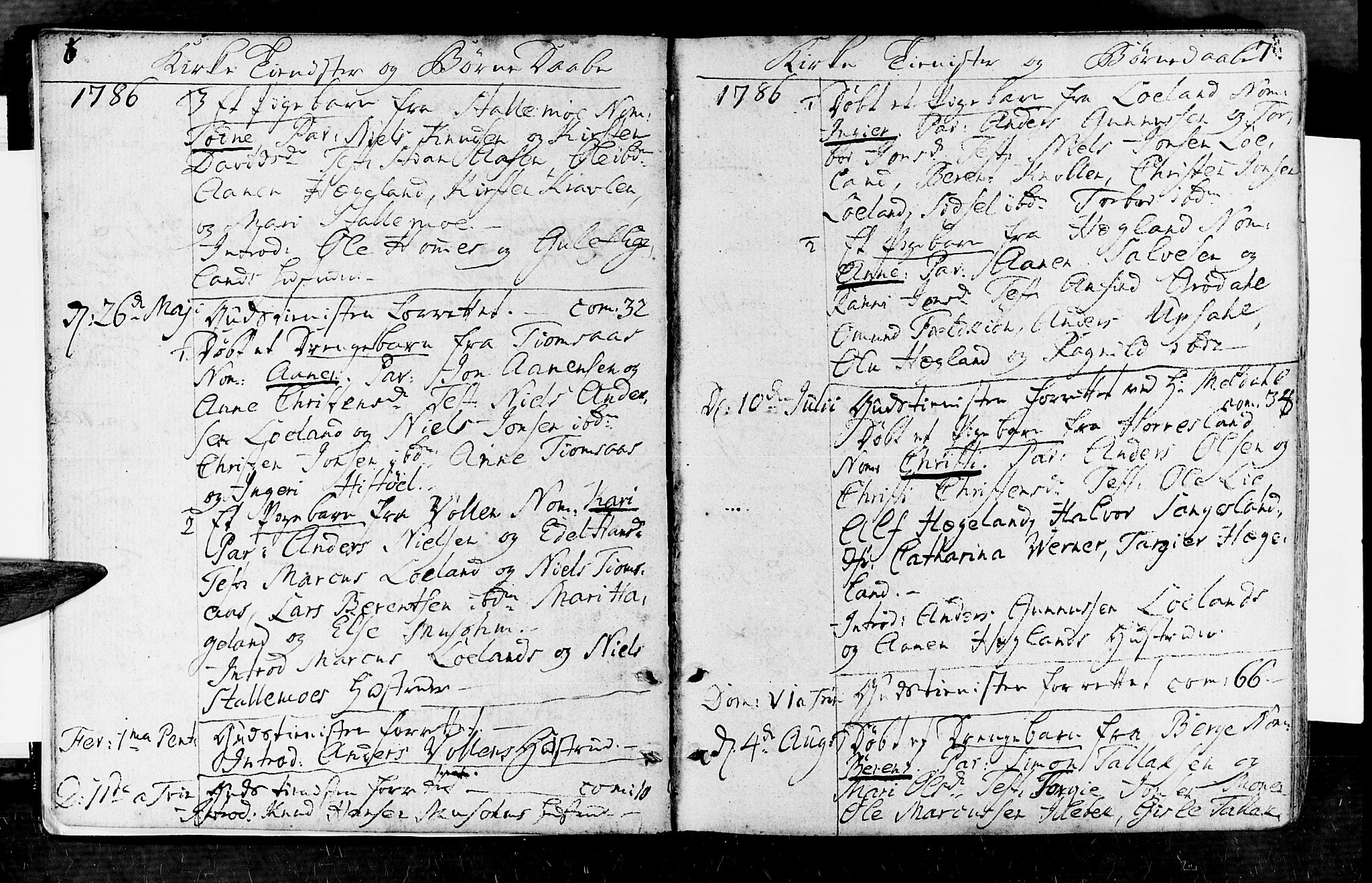 Vennesla sokneprestkontor, AV/SAK-1111-0045/Fa/Fac/L0002: Ministerialbok nr. A 2, 1785-1834, s. 6-7