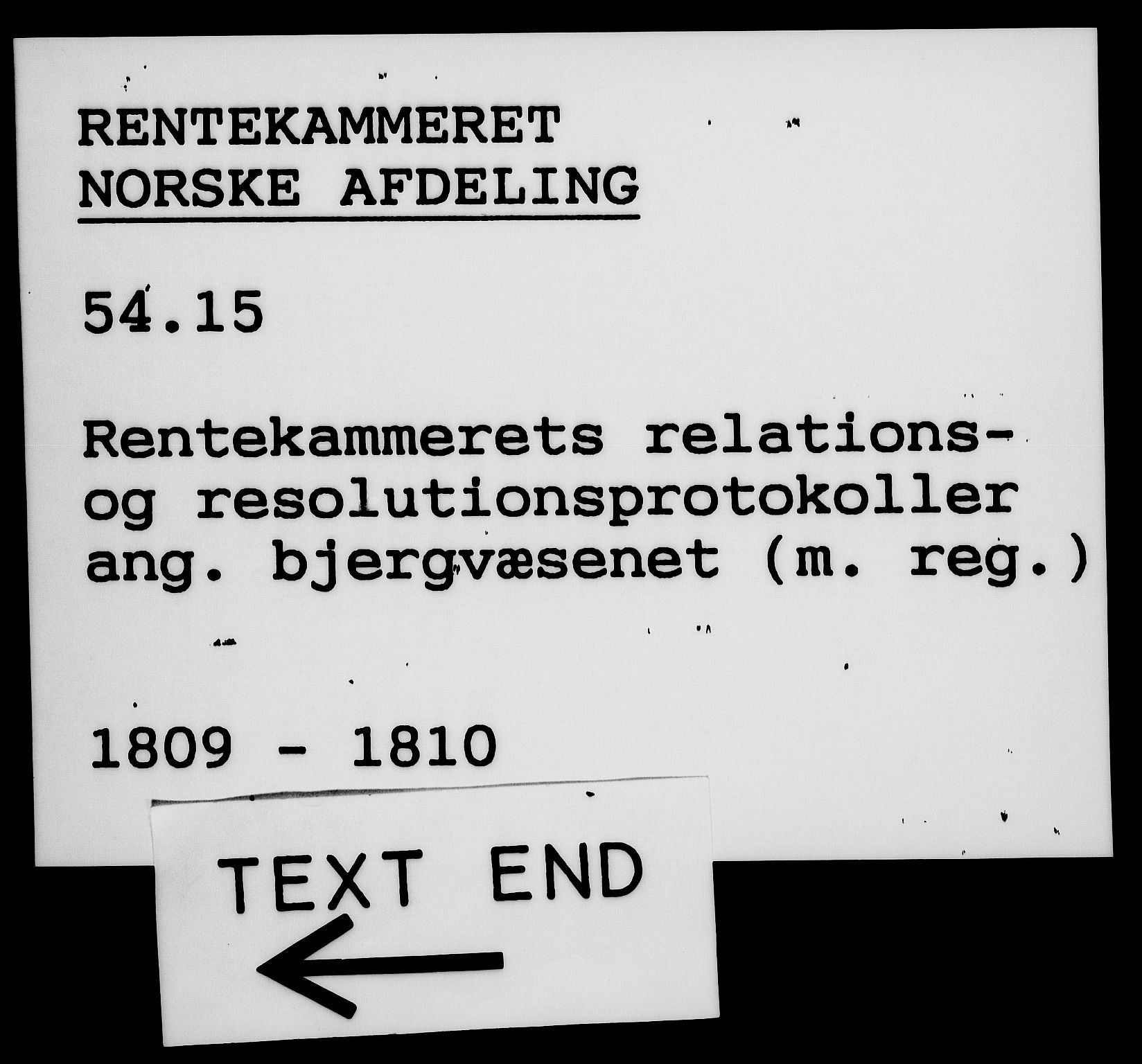 Rentekammeret, Renteskriverkontorene, AV/RA-EA-3115/M/Mf/Mfb/L0009: Relasjons- og resolusjonsprotokoll med register (merket RK 54.15), 1809-1810