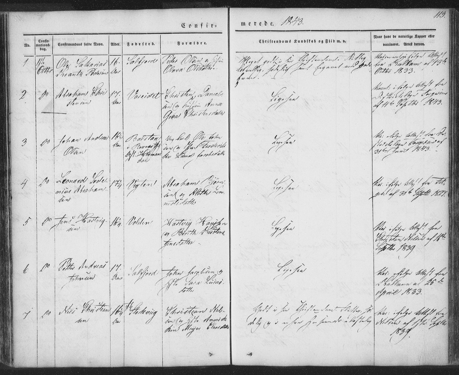 Ministerialprotokoller, klokkerbøker og fødselsregistre - Nordland, AV/SAT-A-1459/885/L1202: Ministerialbok nr. 885A03, 1838-1859, s. 113