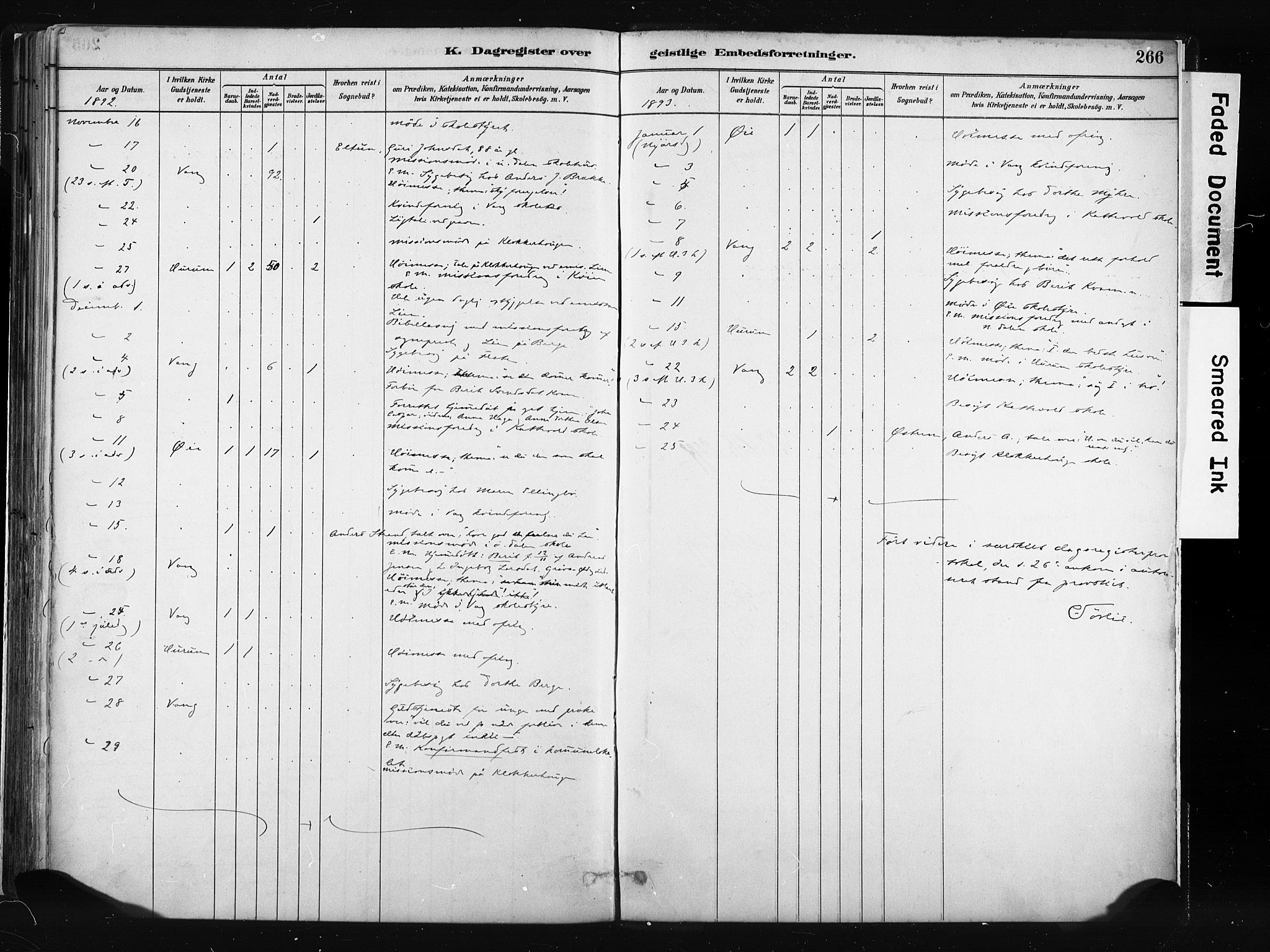 Vang prestekontor, Valdres, SAH/PREST-140/H/Ha/L0008: Ministerialbok nr. 8, 1882-1910, s. 266