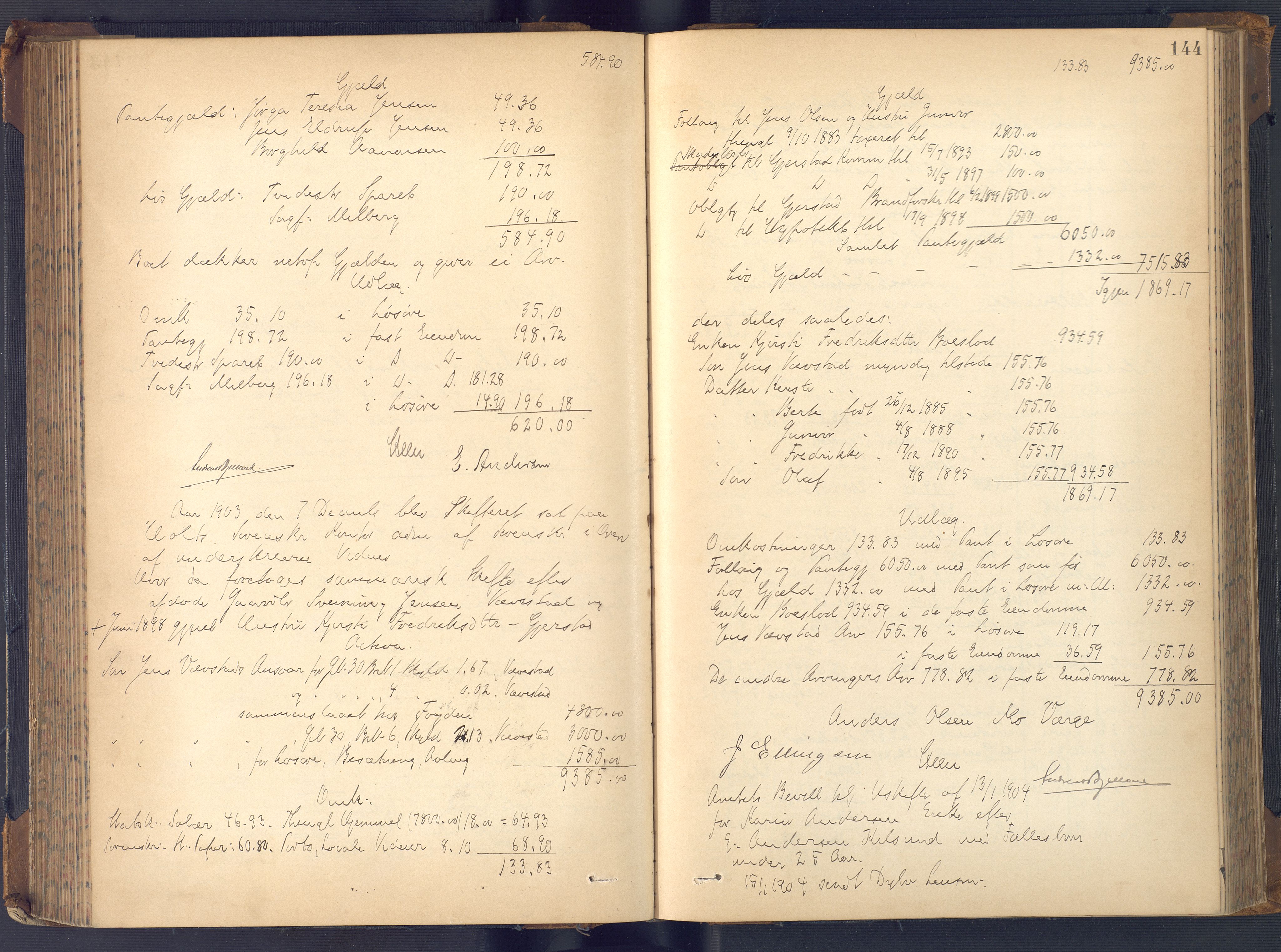 Holt sorenskriveri, AV/SAK-1221-0002/H/Hc/L0036: Skifteutlodningsprotokoll nr. 11, 1896-1911, s. 143b-144a