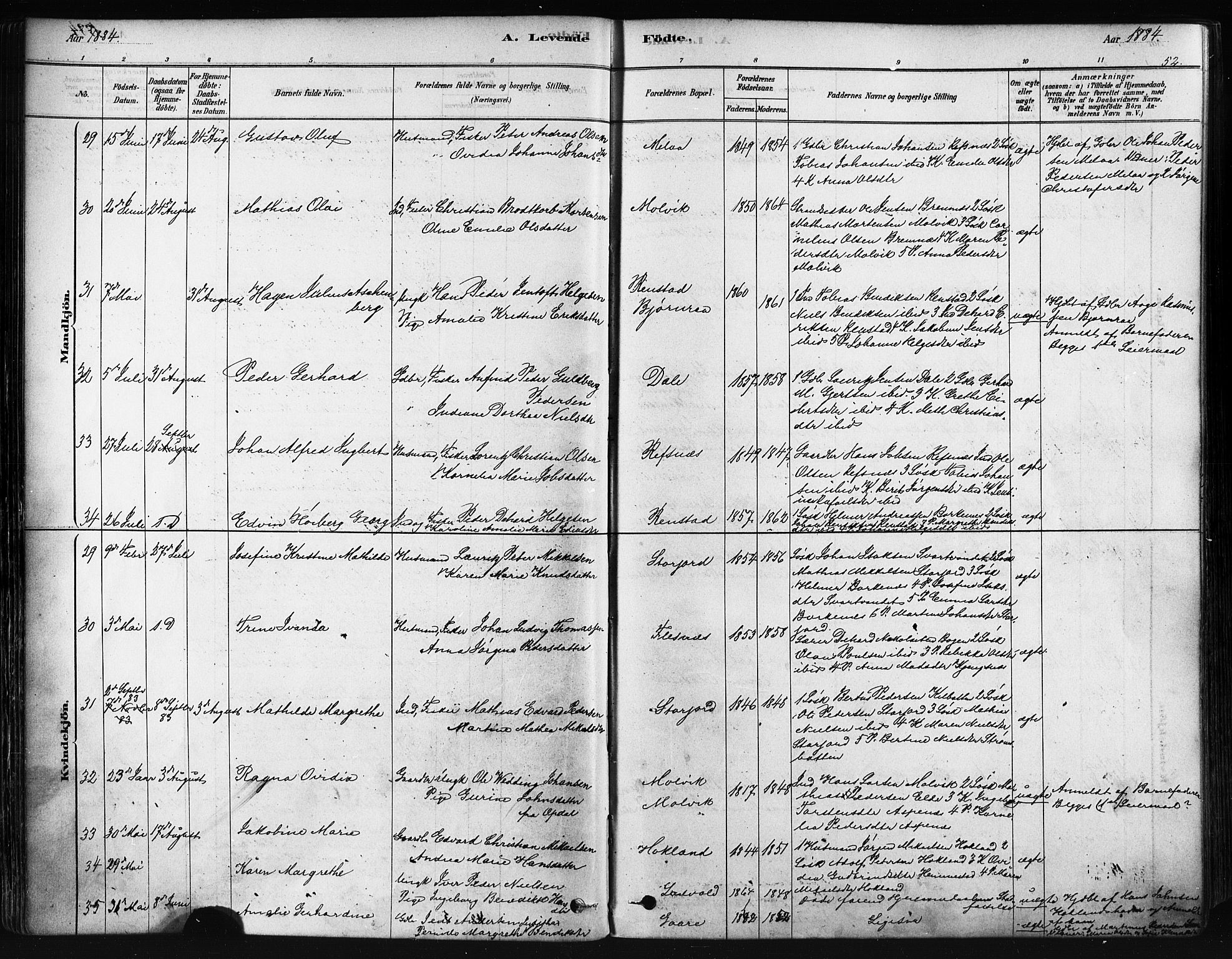 Kvæfjord sokneprestkontor, AV/SATØ-S-1323/G/Ga/Gaa/L0005kirke: Ministerialbok nr. 5, 1878-1894, s. 52