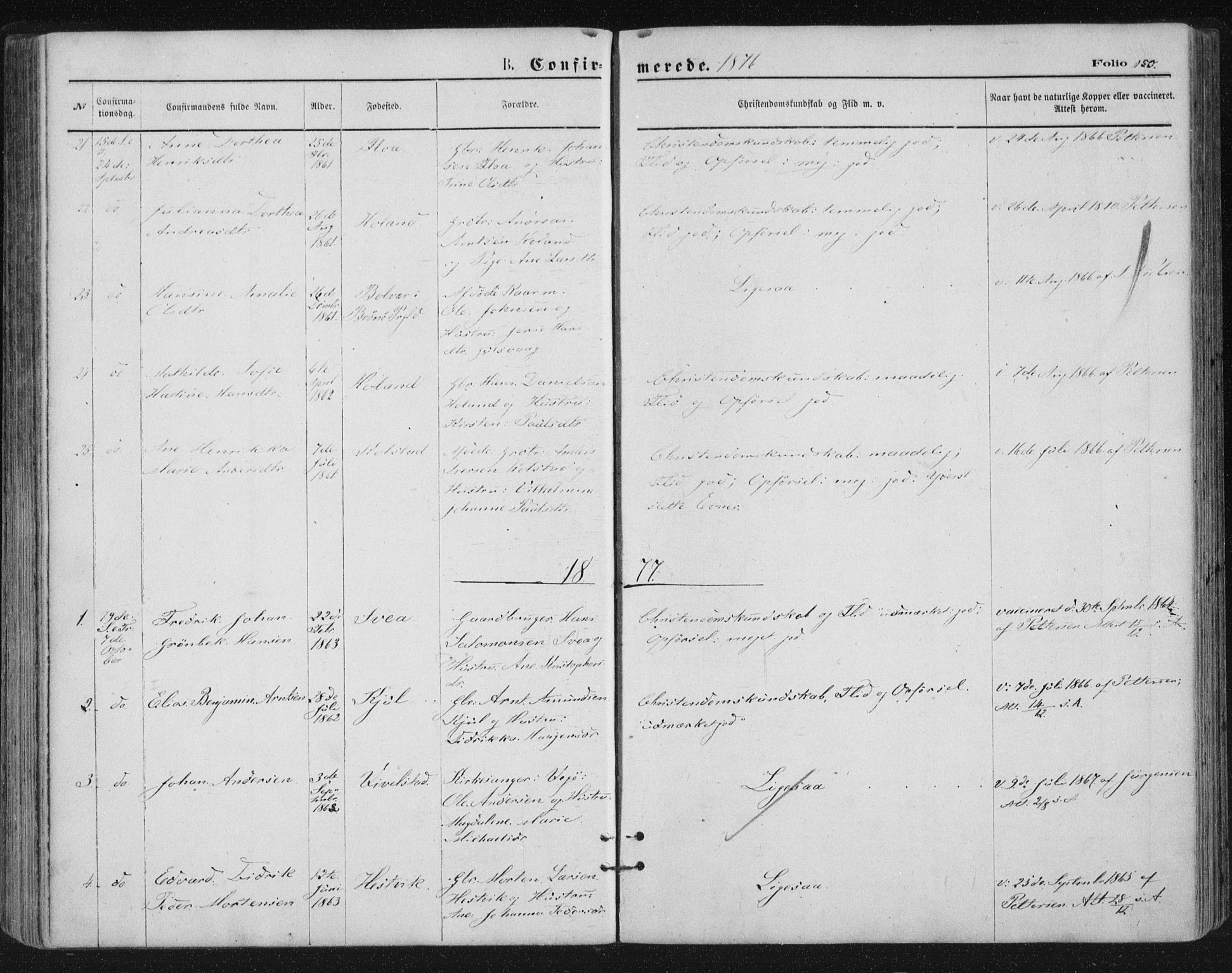 Ministerialprotokoller, klokkerbøker og fødselsregistre - Nordland, AV/SAT-A-1459/816/L0241: Ministerialbok nr. 816A07, 1870-1885, s. 150