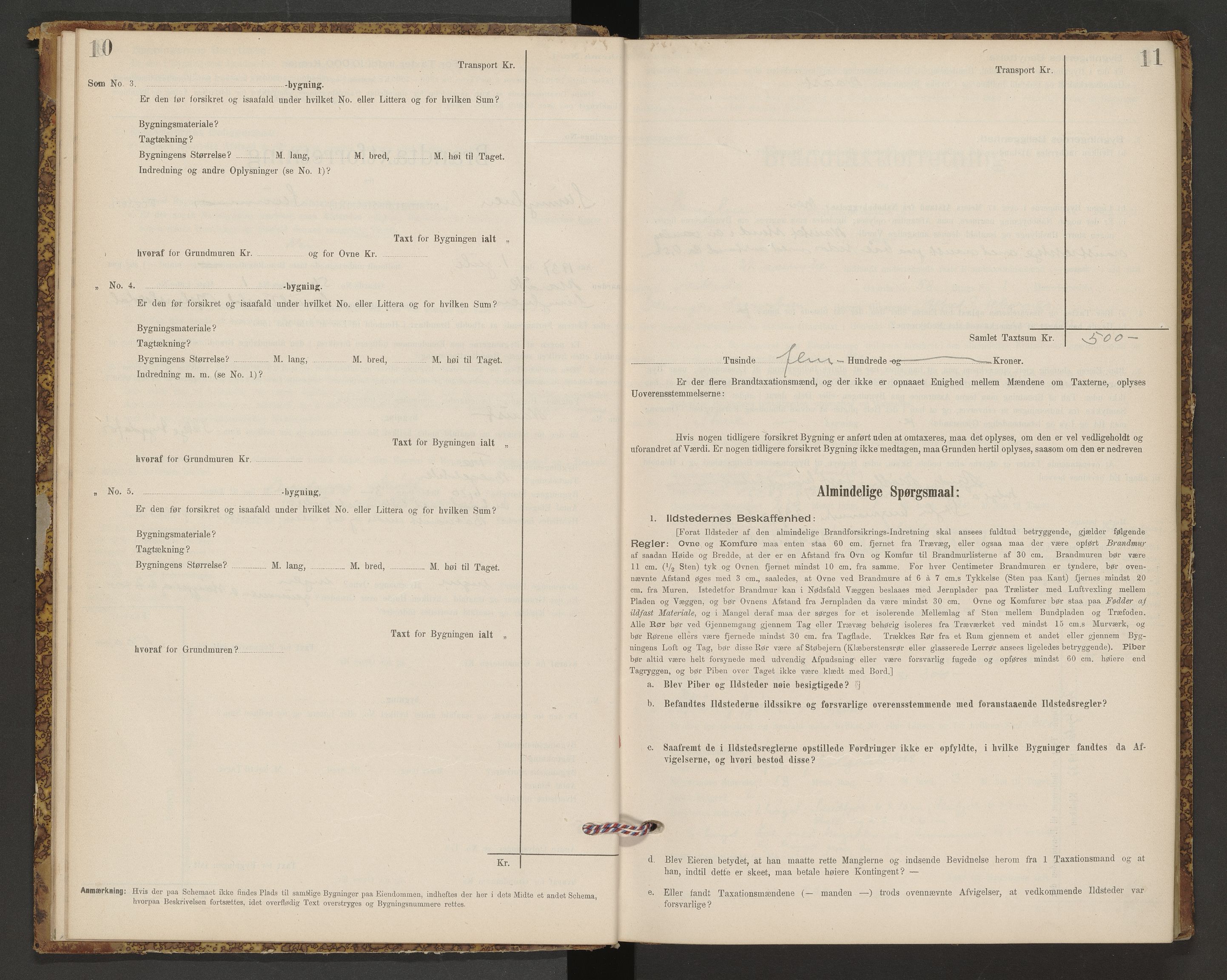 Norges Brannkasse Sunnylven, AV/SAT-A-5491/Fb/L0001: Branntakstprotokoll, 1935-1955, s. 10-11