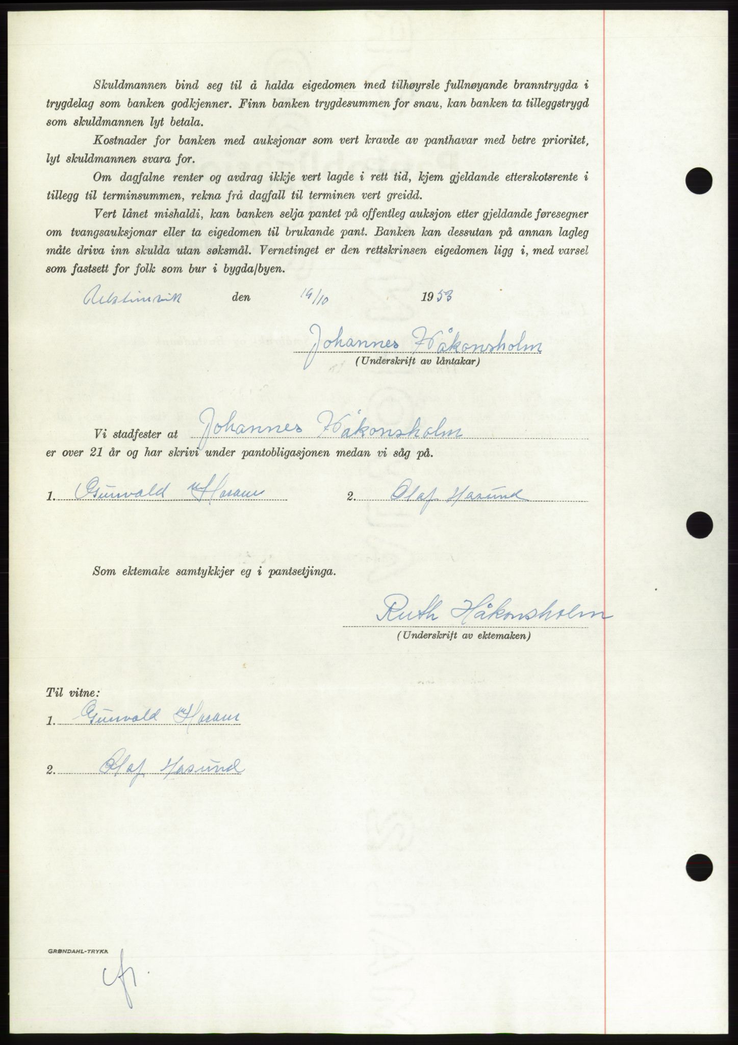Søre Sunnmøre sorenskriveri, AV/SAT-A-4122/1/2/2C/L0124: Pantebok nr. 12B, 1953-1954, Dagboknr: 2601/1953