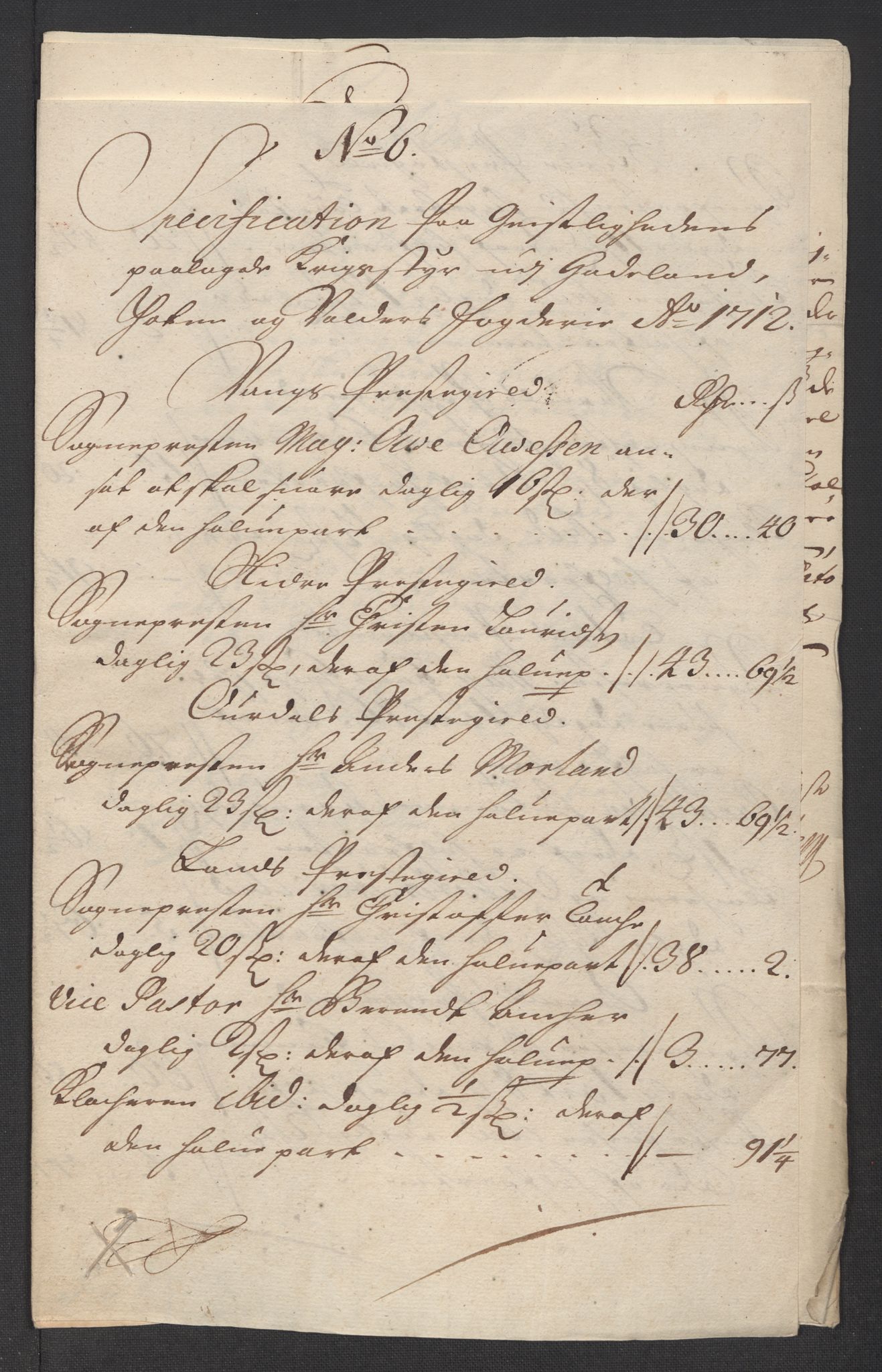 Rentekammeret inntil 1814, Reviderte regnskaper, Fogderegnskap, AV/RA-EA-4092/R18/L1309: Fogderegnskap Hadeland, Toten og Valdres, 1712, s. 259