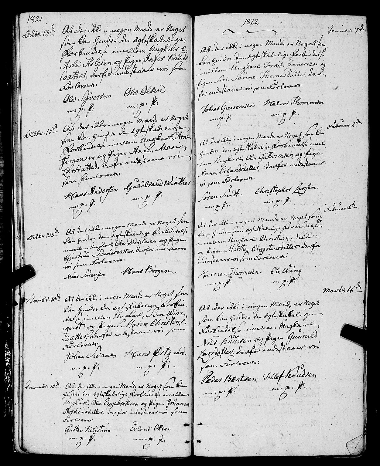 Bragernes kirkebøker, AV/SAKO-A-6/H/Hb/L0001: Forlovererklæringer nr. 1, 1819-1865