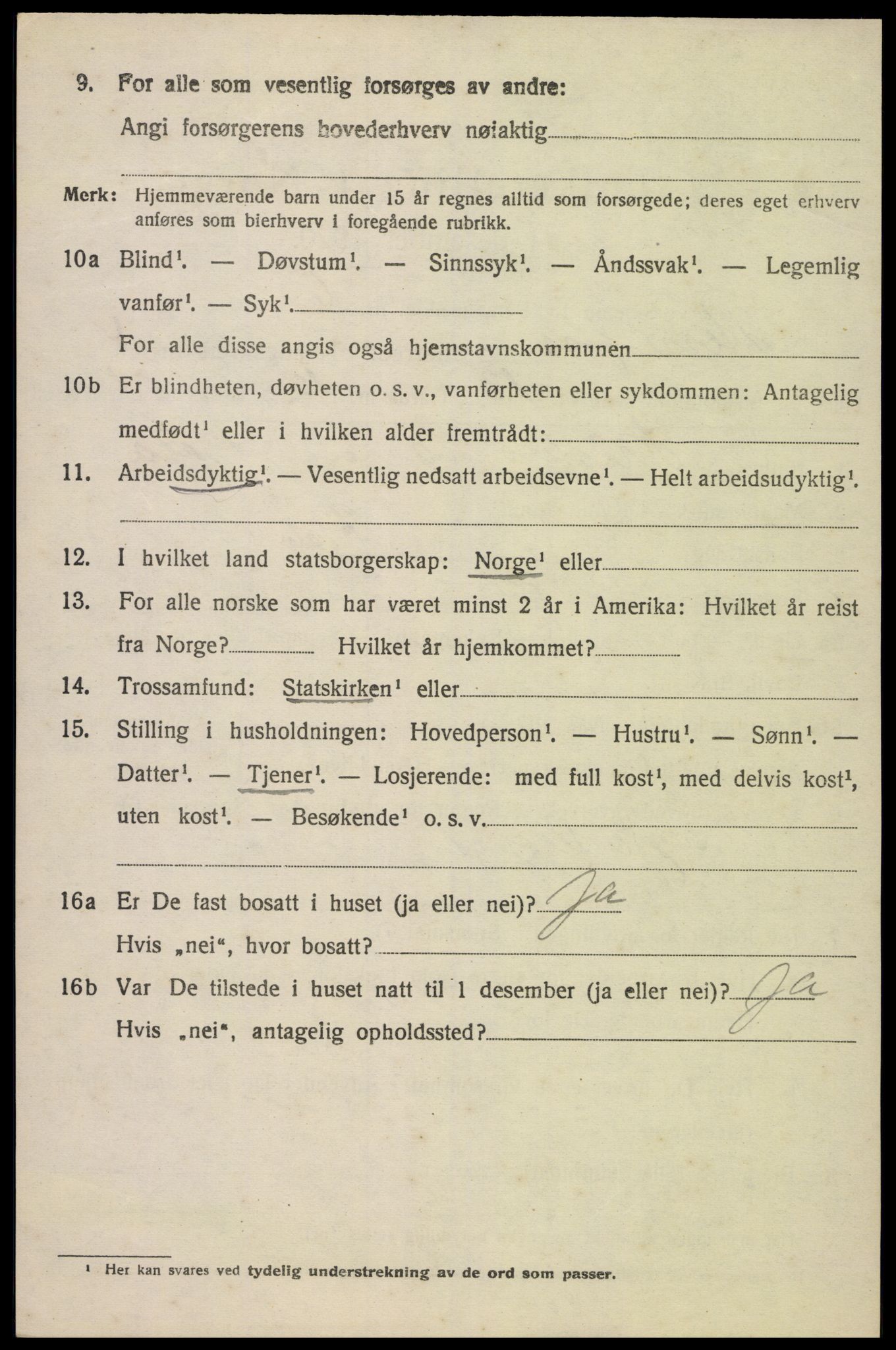 SAK, Folketelling 1920 for 0933 Herefoss herred, 1920, s. 911