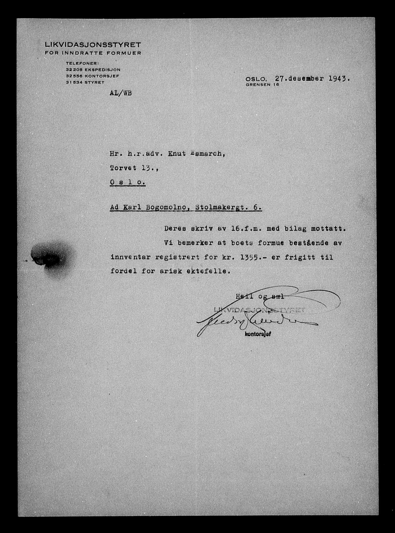 Justisdepartementet, Tilbakeføringskontoret for inndratte formuer, AV/RA-S-1564/H/Hc/Hcc/L0927: --, 1945-1947, s. 300