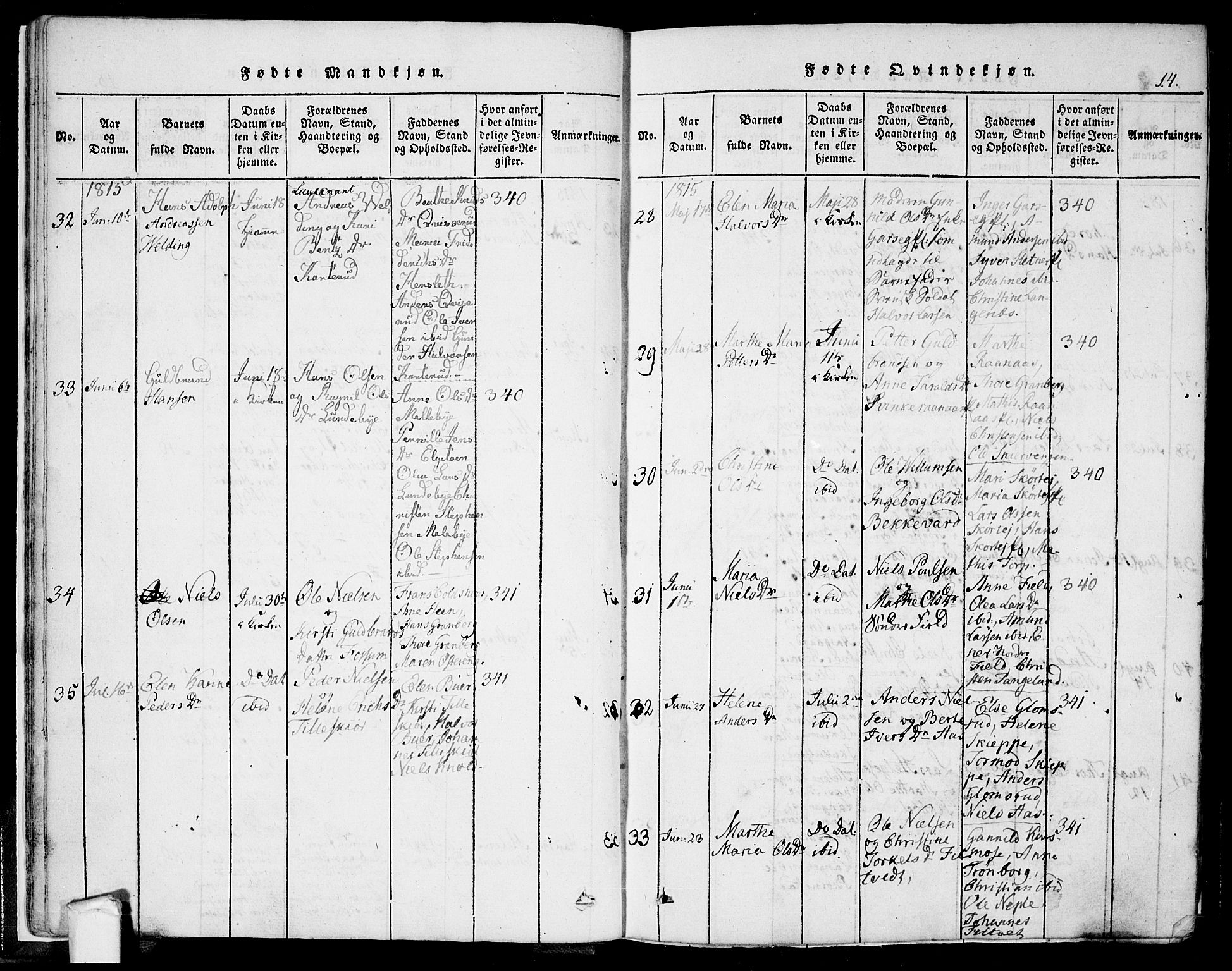 Eidsberg prestekontor Kirkebøker, AV/SAO-A-10905/F/Fa/L0007: Ministerialbok nr. I 7, 1814-1832, s. 14