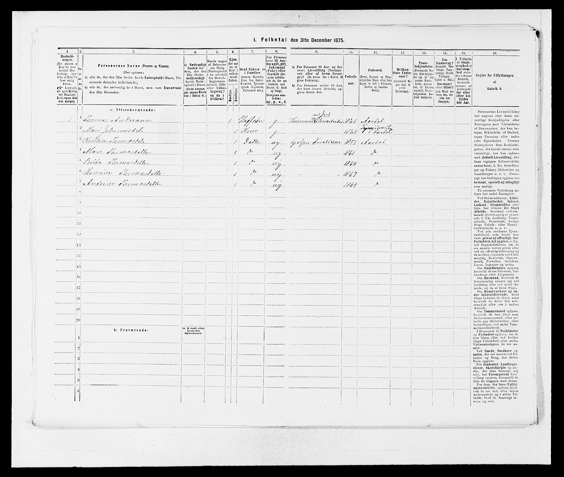 SAB, Folketelling 1875 for 1424P Årdal prestegjeld, 1875, s. 183