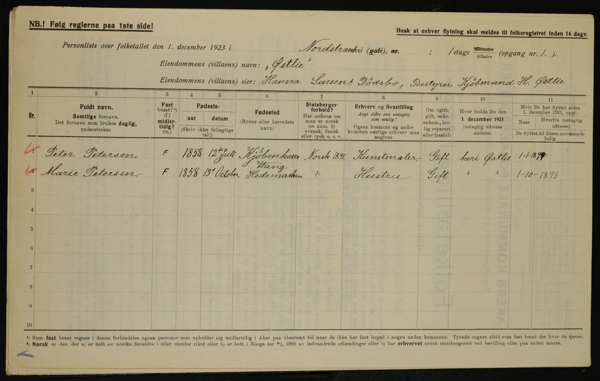 , Kommunal folketelling 1.12.1923 for Aker, 1923, s. 43050