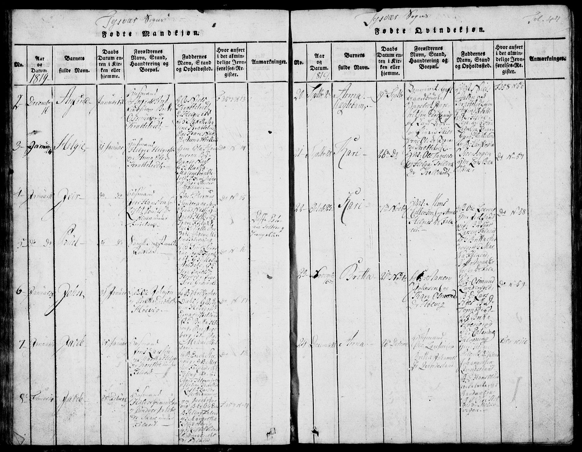 Skjold sokneprestkontor, AV/SAST-A-101847/H/Ha/Hab/L0002: Klokkerbok nr. B 2 /1, 1815-1830, s. 47