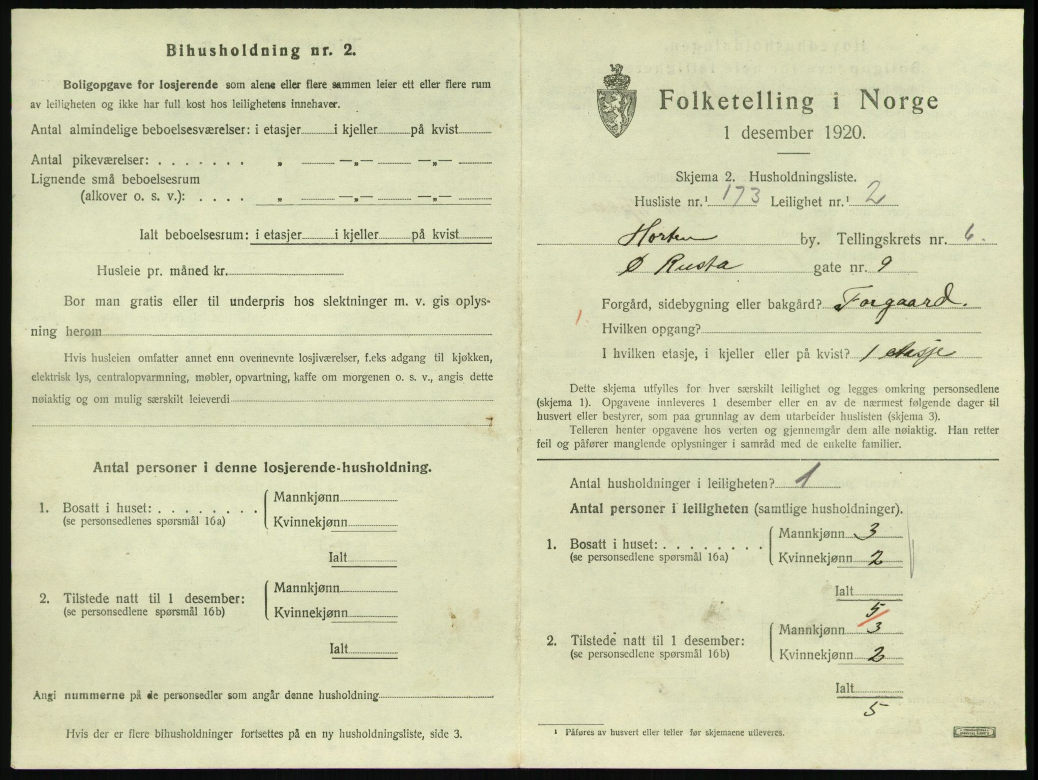 SAKO, Folketelling 1920 for 0703 Horten kjøpstad, 1920, s. 7071