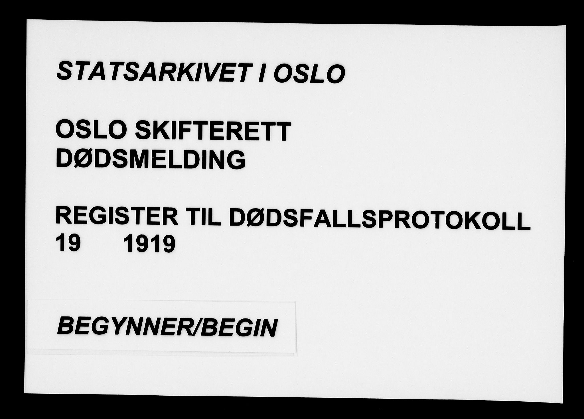 Oslo skifterett, SAO/A-10383/F/Fa/Faa/L0019: Navneregister, 1919