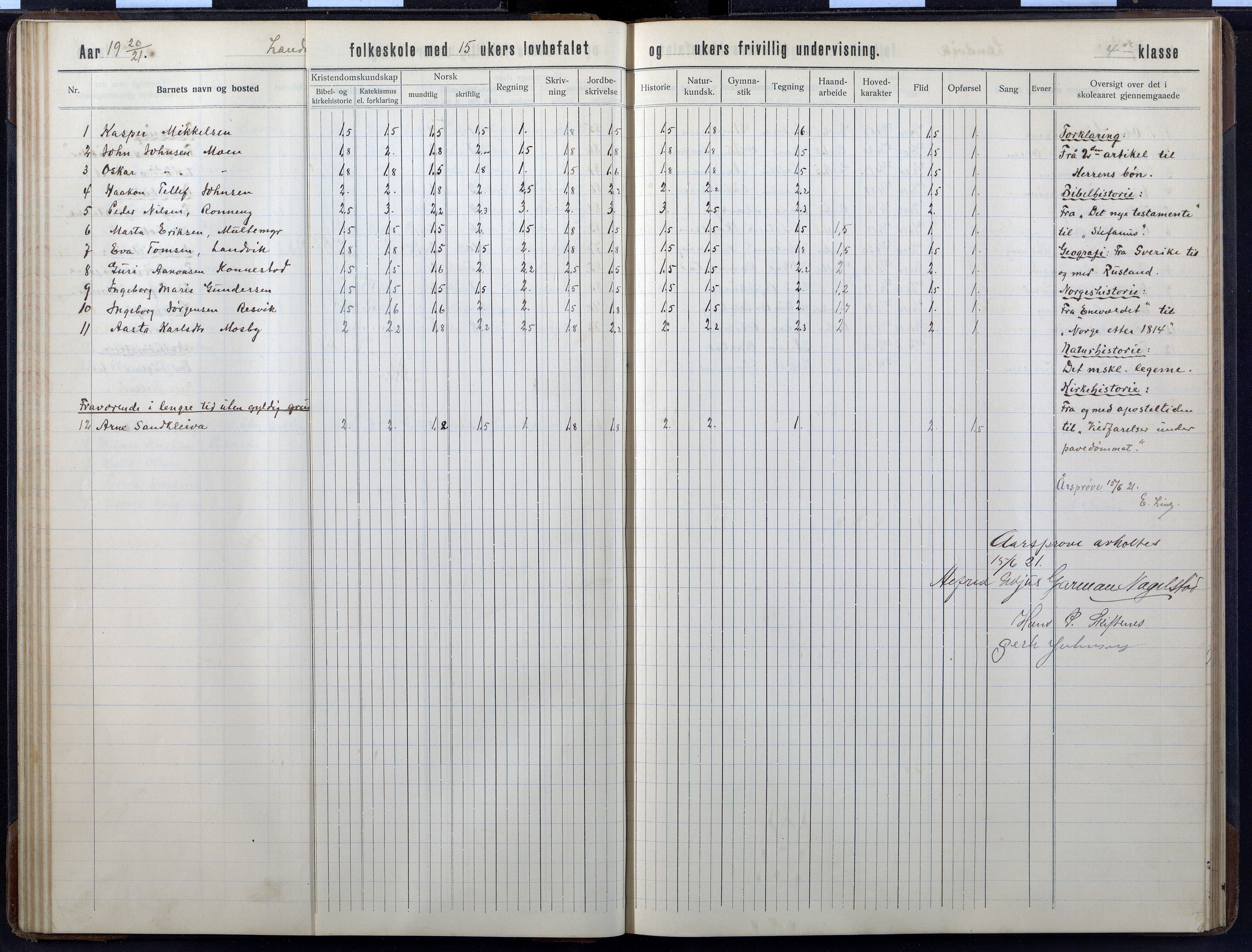 Landvik kommune, AAMA/KA0924-PK/14/L0014: Landvik faste skole skoleprotokoll, 1910-1933
