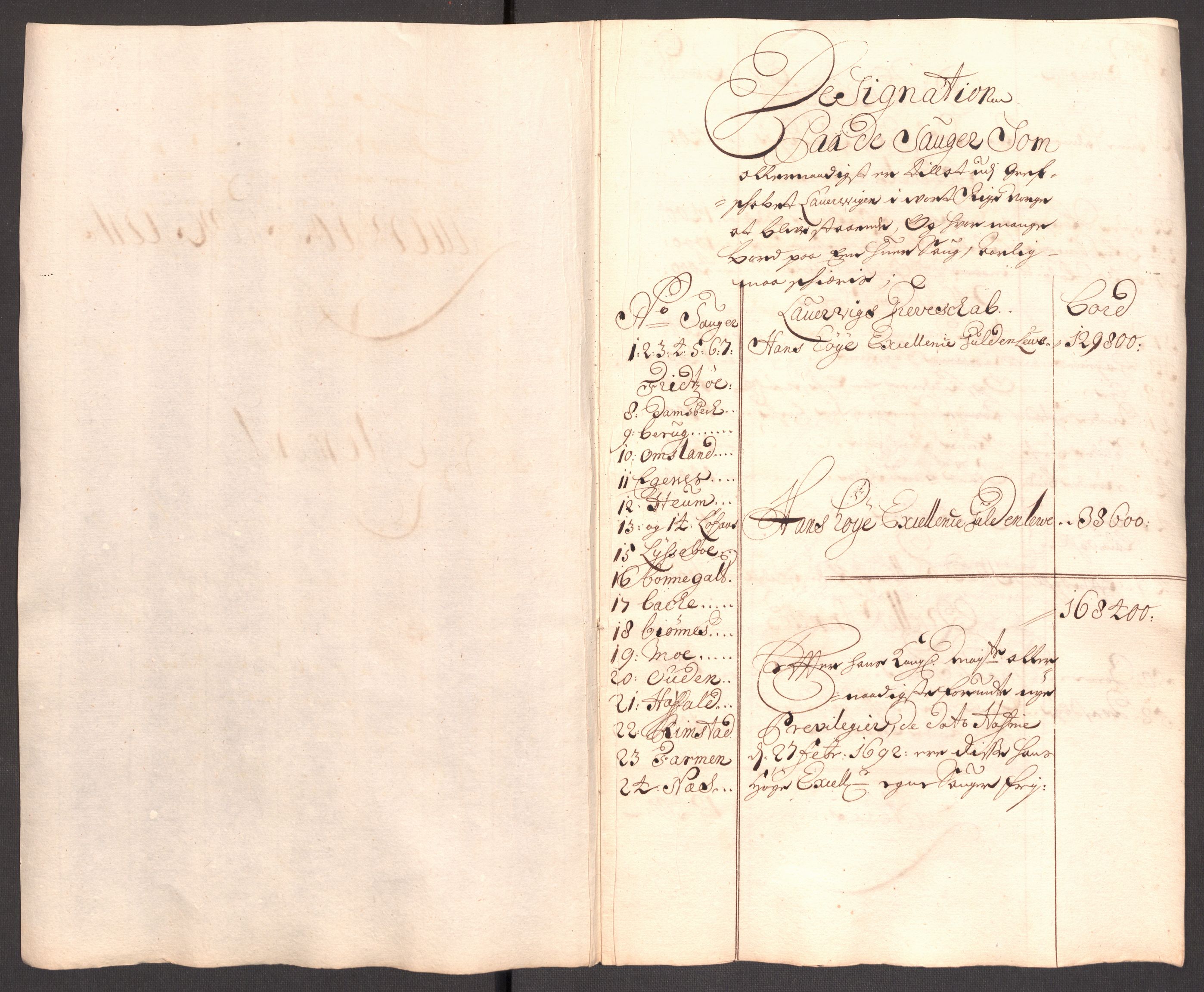 Rentekammeret inntil 1814, Reviderte regnskaper, Fogderegnskap, RA/EA-4092/R33/L1975: Fogderegnskap Larvik grevskap, 1696-1697, s. 84