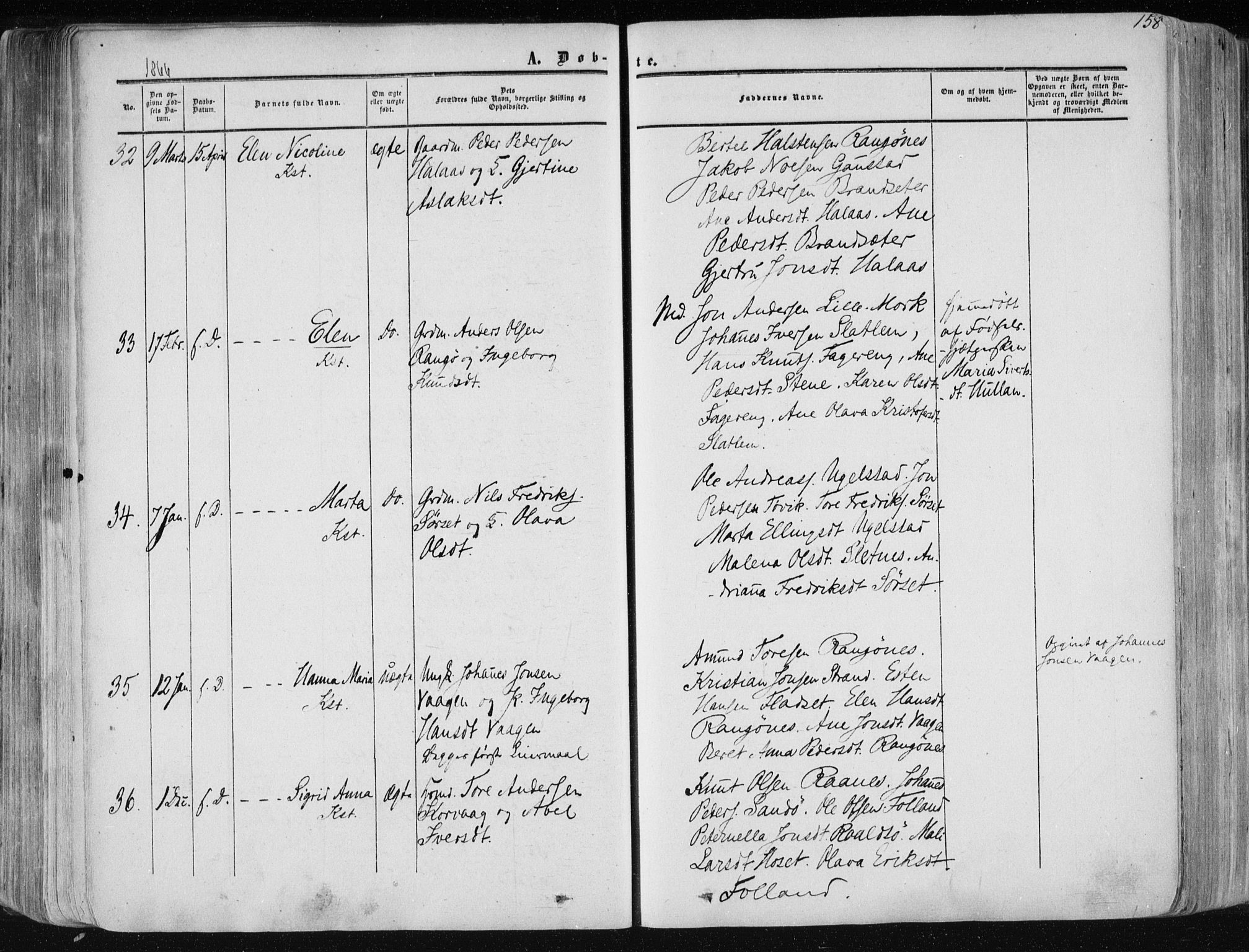 Ministerialprotokoller, klokkerbøker og fødselsregistre - Møre og Romsdal, AV/SAT-A-1454/568/L0804: Ministerialbok nr. 568A11, 1854-1868, s. 158