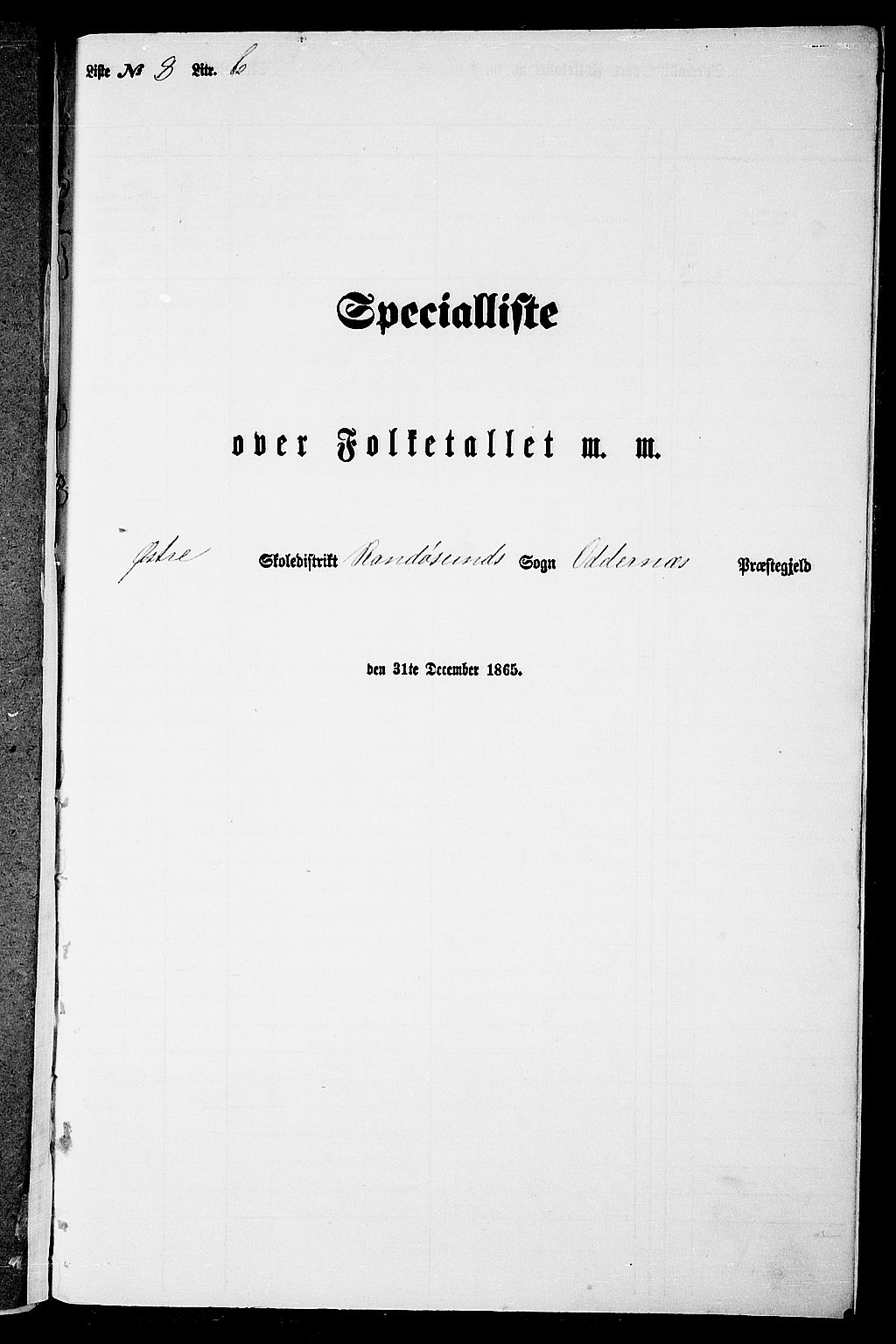 RA, Folketelling 1865 for 1012P Oddernes prestegjeld, 1865, s. 154