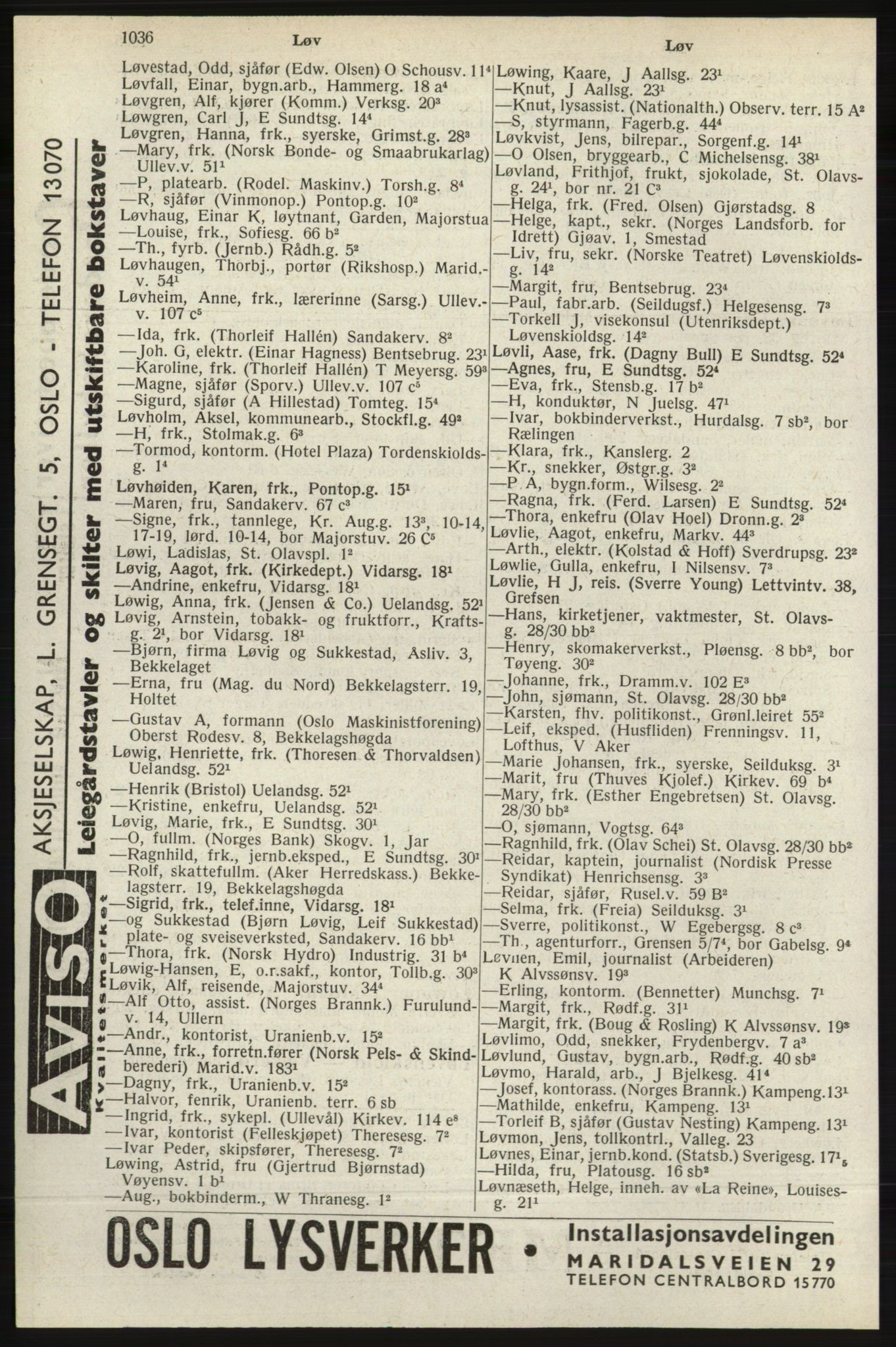 Kristiania/Oslo adressebok, PUBL/-, 1940, s. 1054