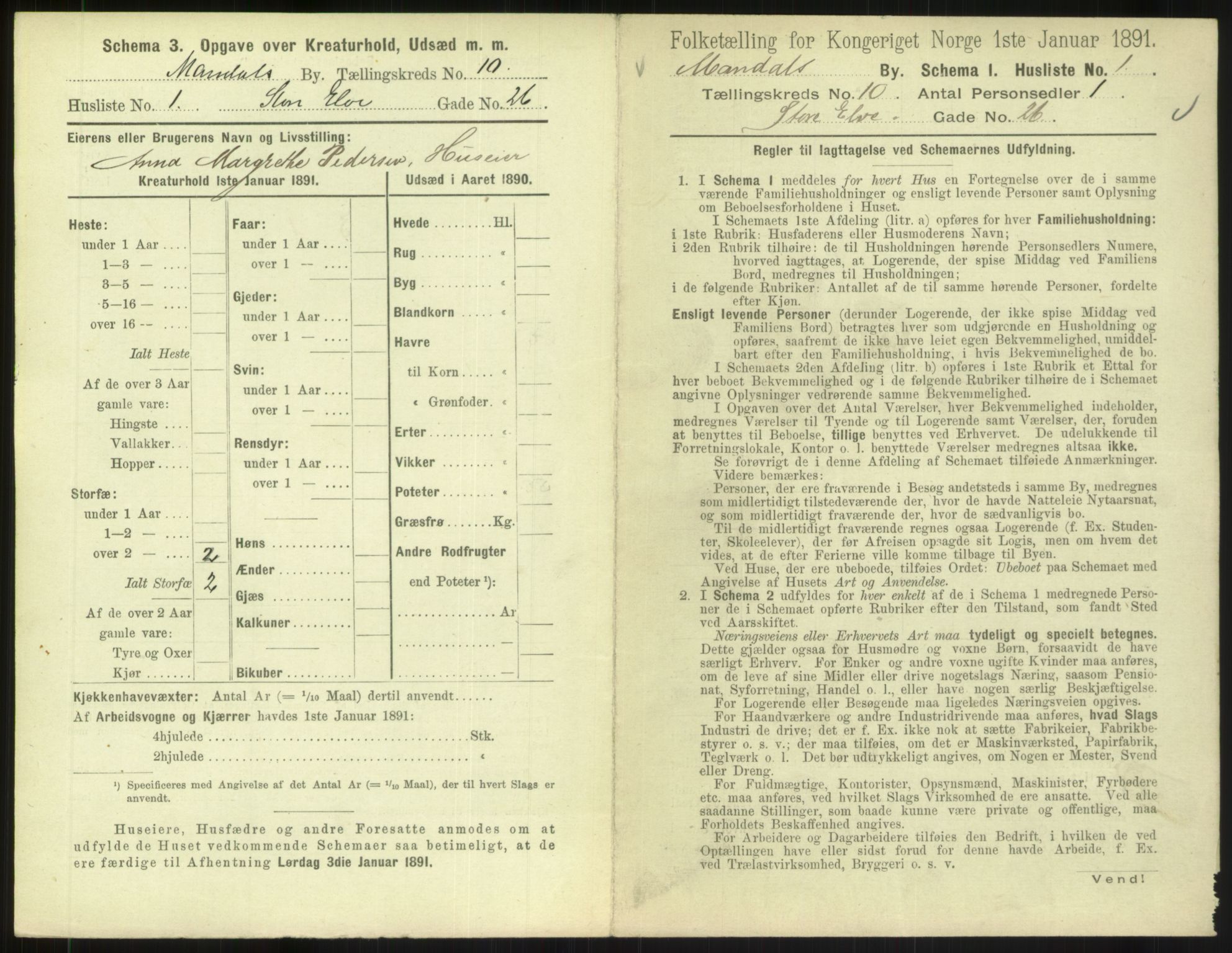 RA, Folketelling 1891 for 1002 Mandal ladested, 1891, s. 487