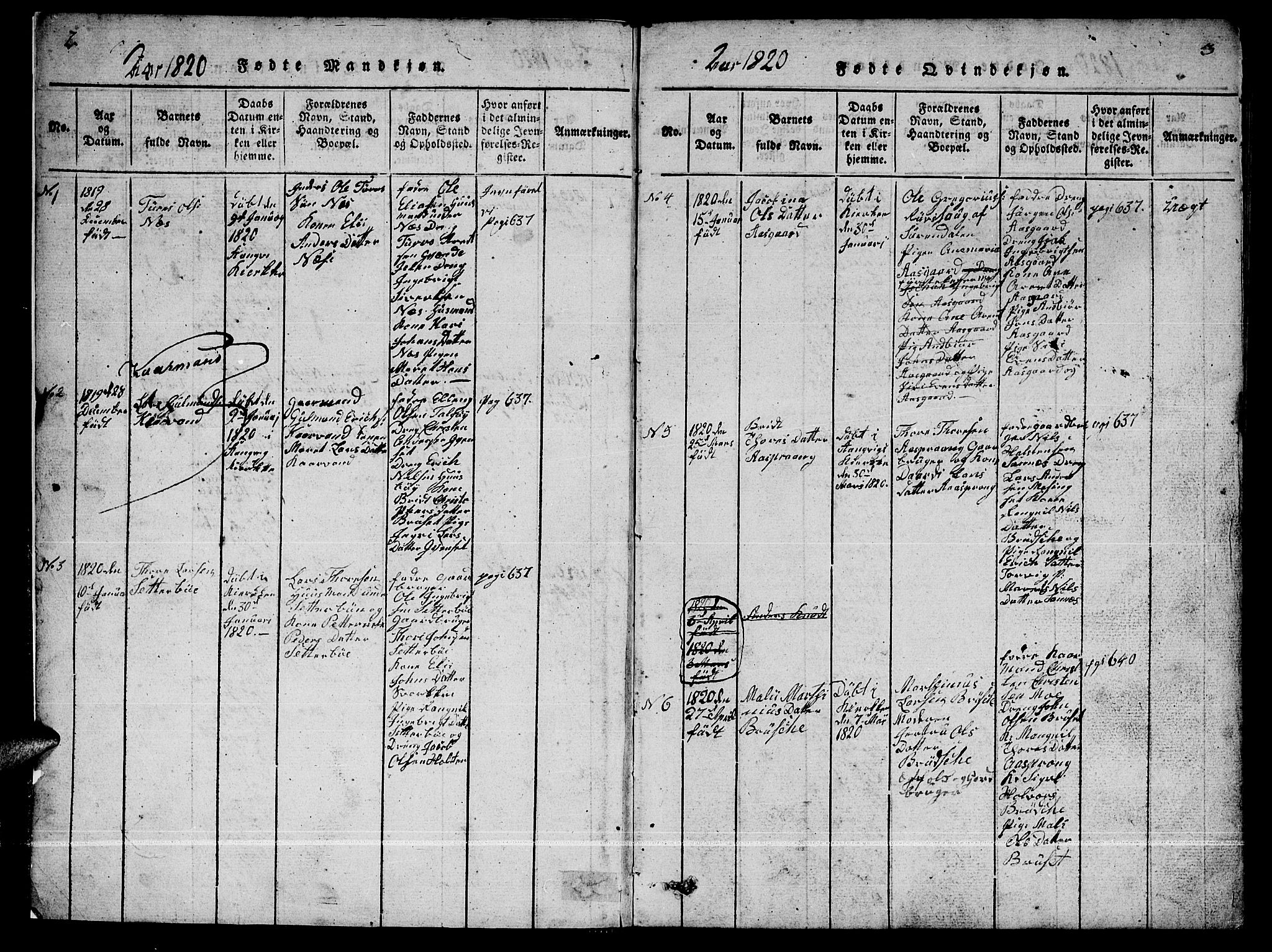 Ministerialprotokoller, klokkerbøker og fødselsregistre - Møre og Romsdal, AV/SAT-A-1454/592/L1031: Klokkerbok nr. 592C01, 1820-1833, s. 2-3