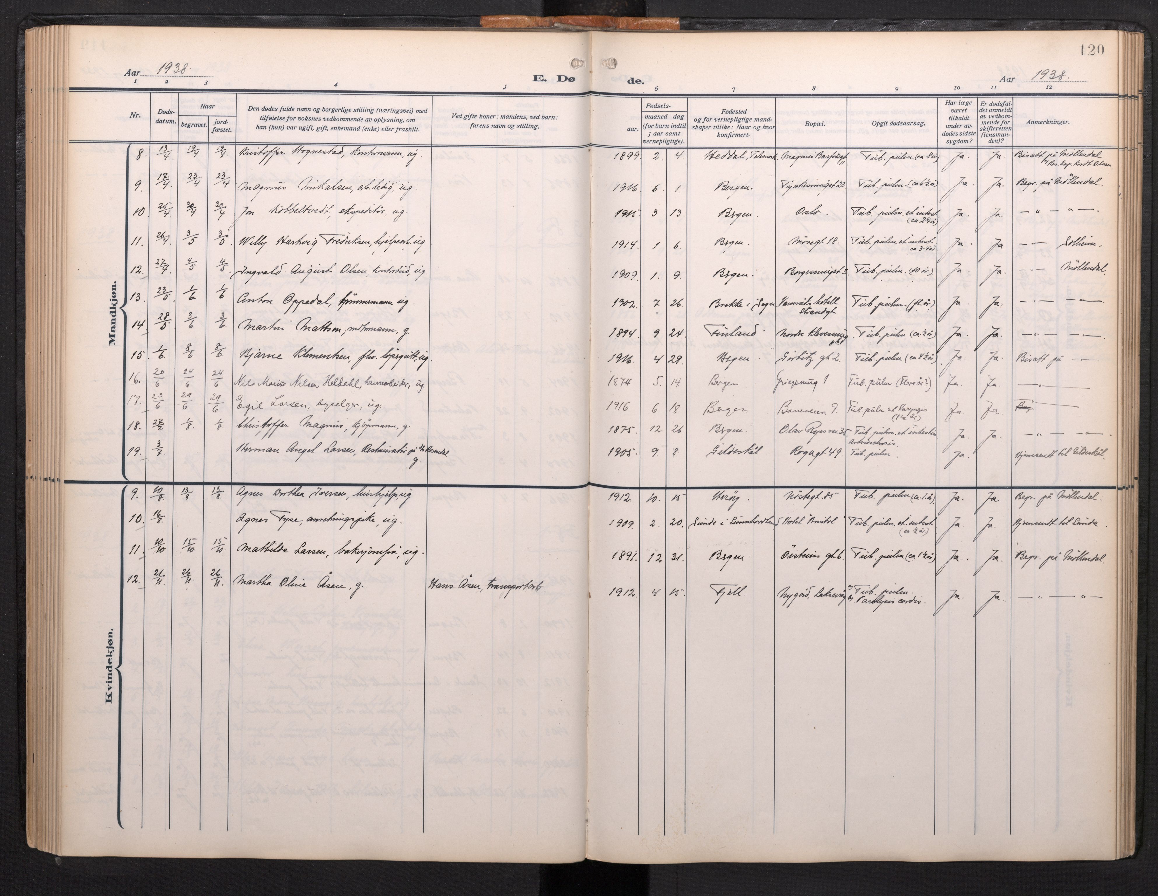 Arkivreferanse mangler*, SAB/-: Ministerialbok nr. A 1, 1912-1957, s. 119b-120a