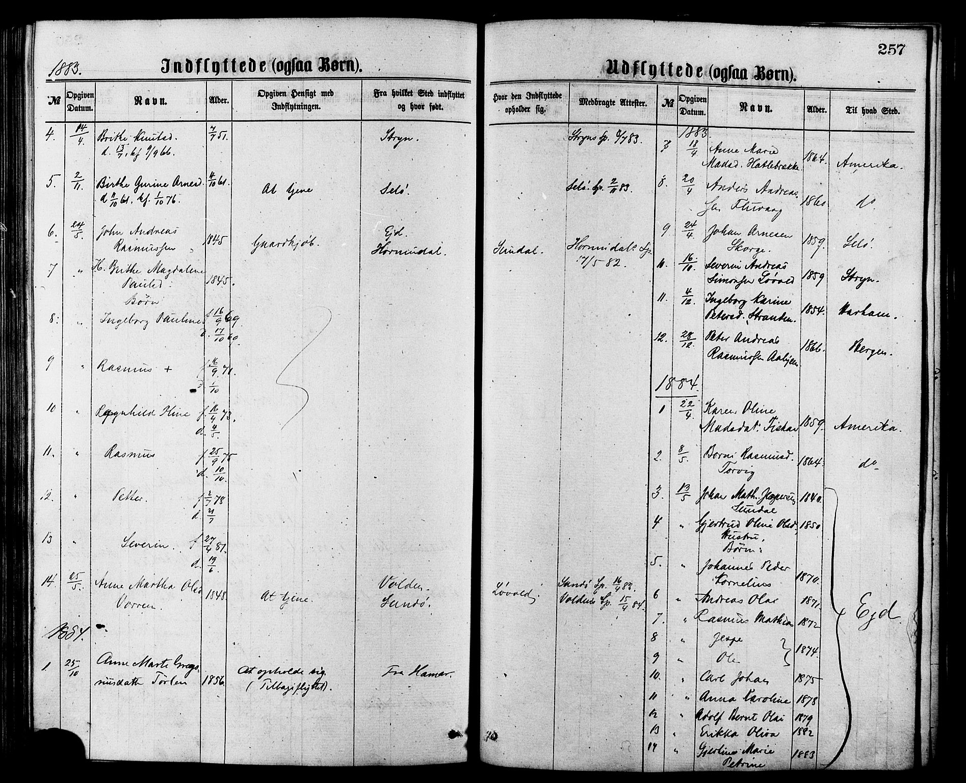 Ministerialprotokoller, klokkerbøker og fødselsregistre - Møre og Romsdal, AV/SAT-A-1454/501/L0007: Ministerialbok nr. 501A07, 1868-1884, s. 257