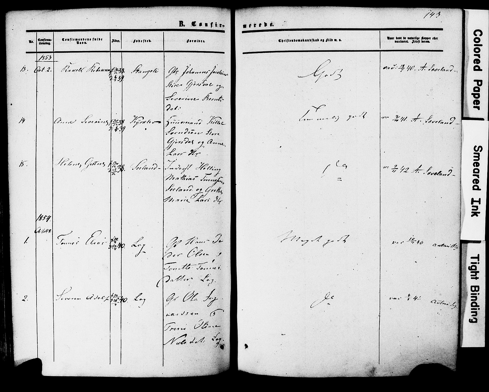 Herad sokneprestkontor, SAK/1111-0018/F/Fa/Faa/L0005: Ministerialbok nr. A 5, 1853-1886, s. 143