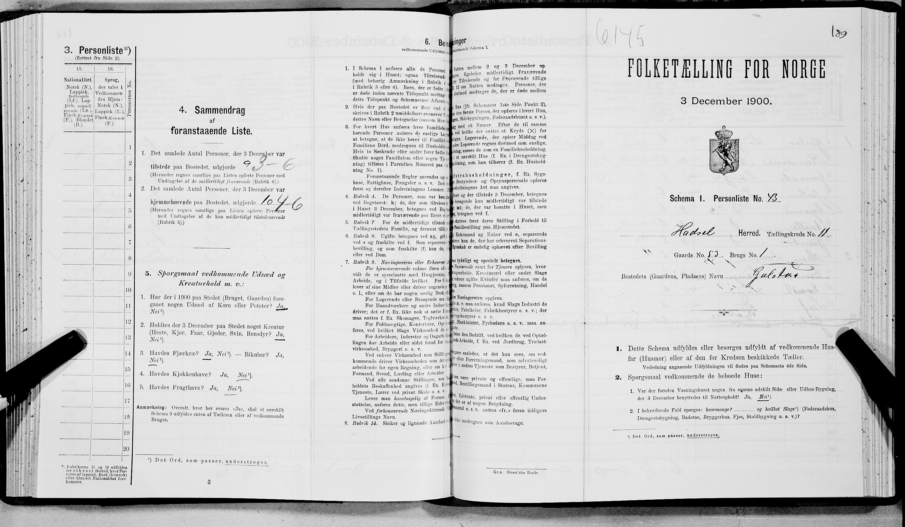 SAT, Folketelling 1900 for 1866 Hadsel herred, 1900, s. 999